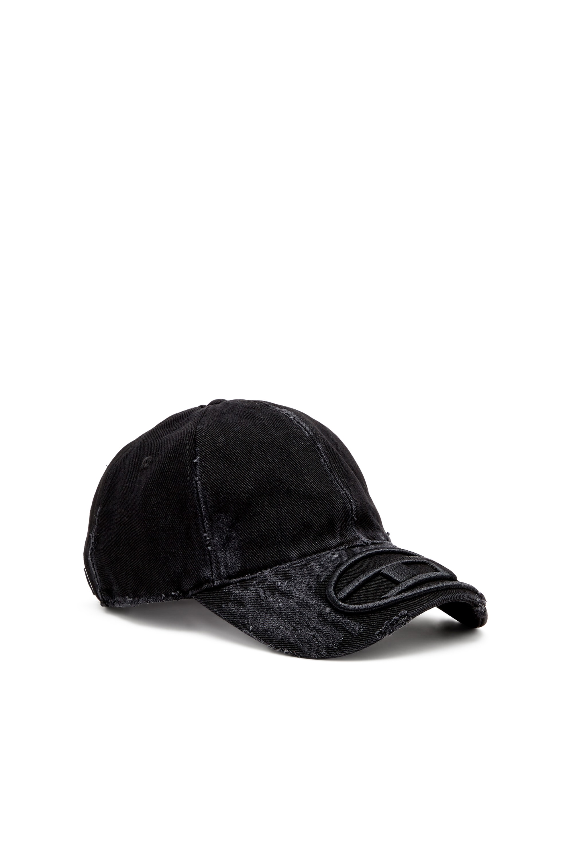 Black Distressed denim baseball cap