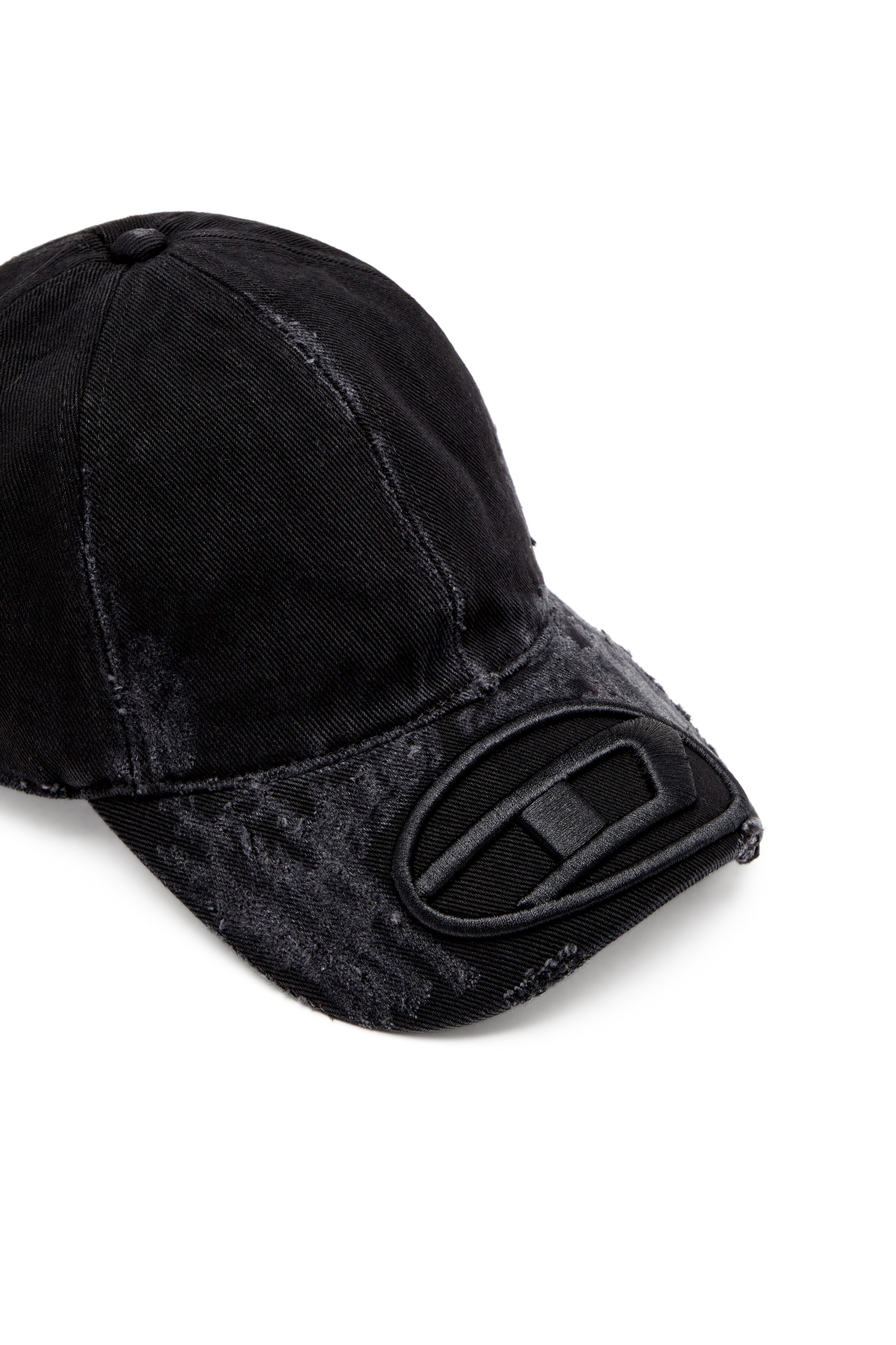 Black Distressed denim baseball cap