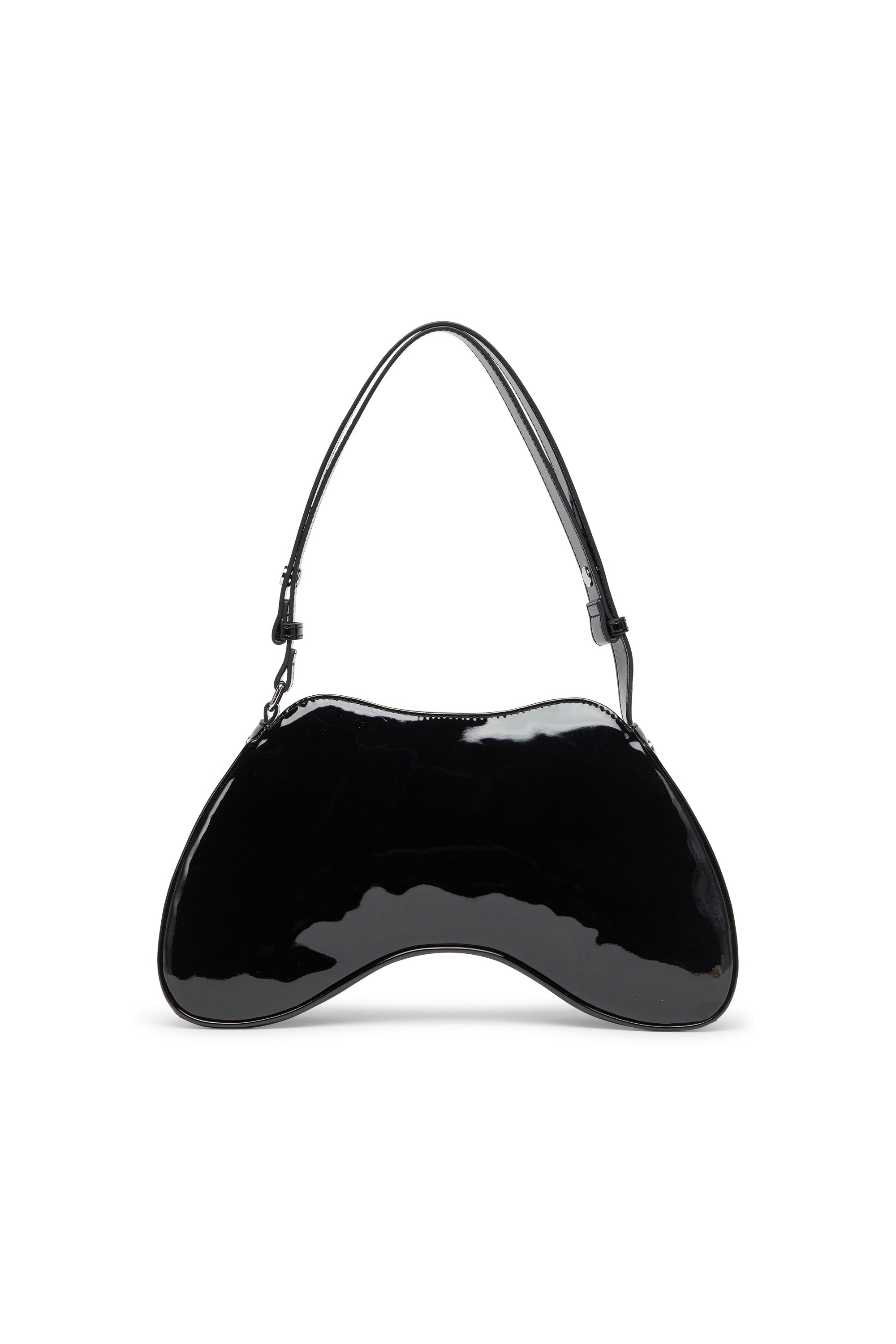 Black Play-Glossy crossbody bag with tonal logo