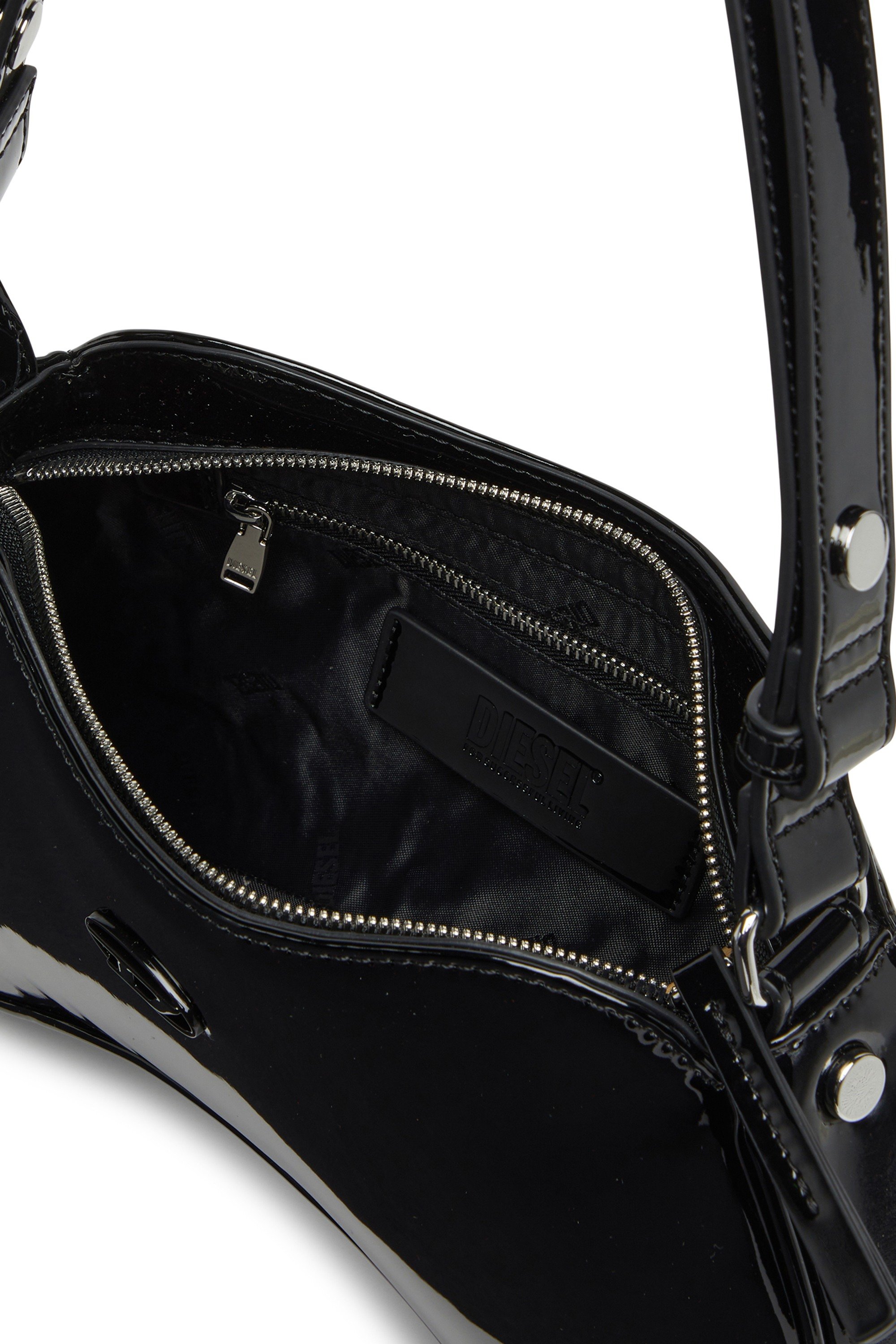 Black Play-Glossy crossbody bag with tonal logo