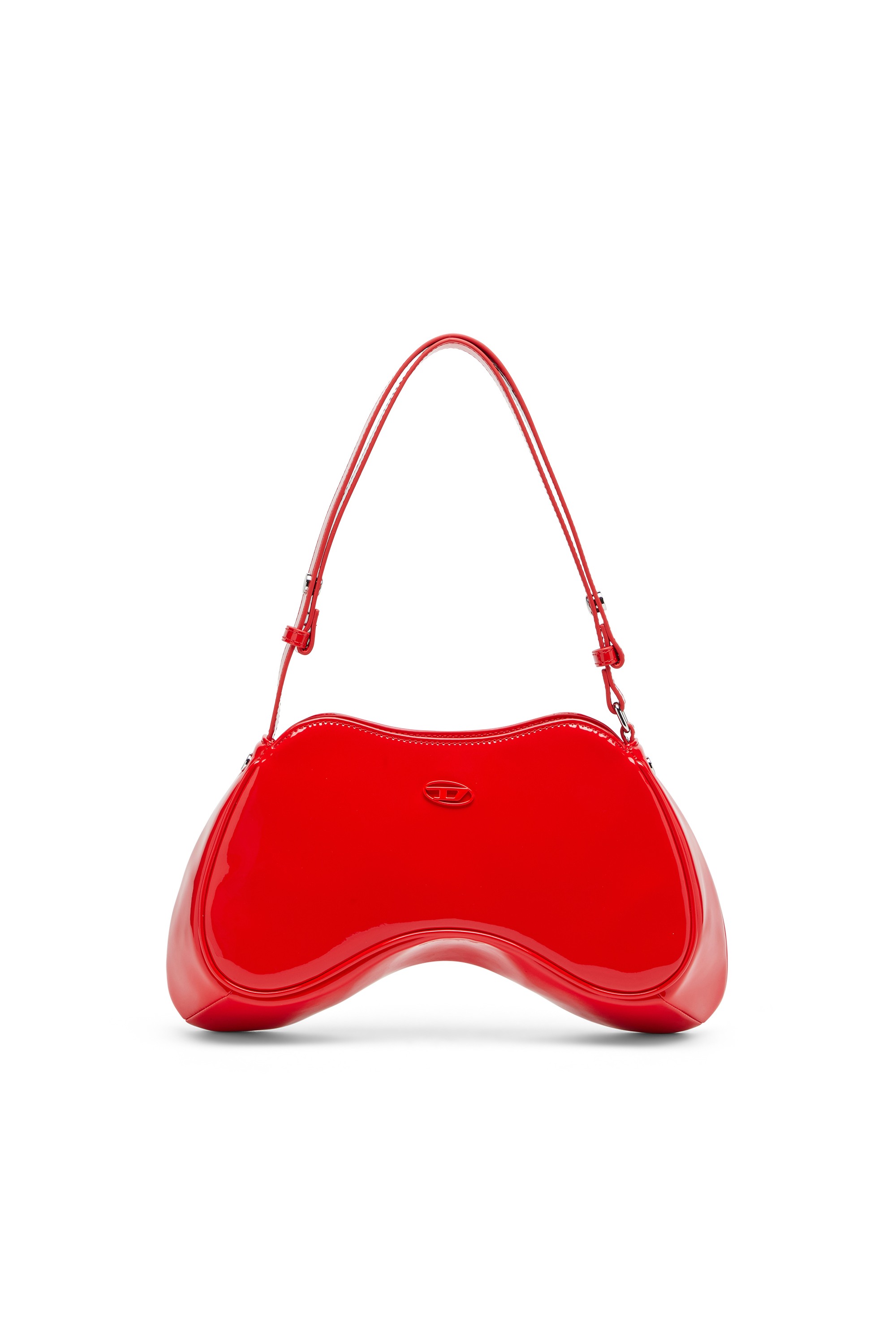 Red Play-Glossy crossbody bag with tonal logo