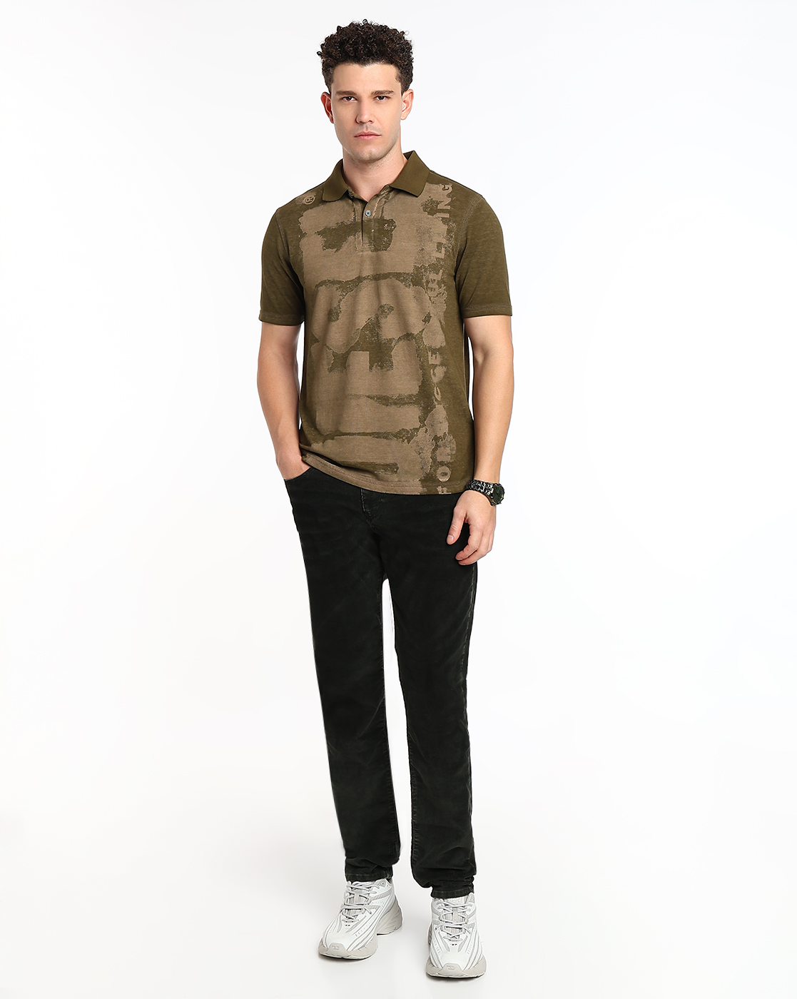 Black and Grey Shirt with trompe loeil print