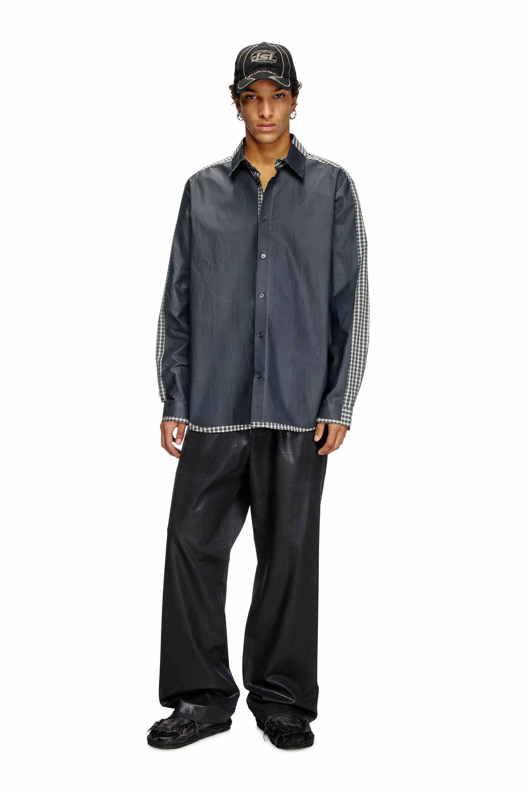 Black and White Check shirt with coated front