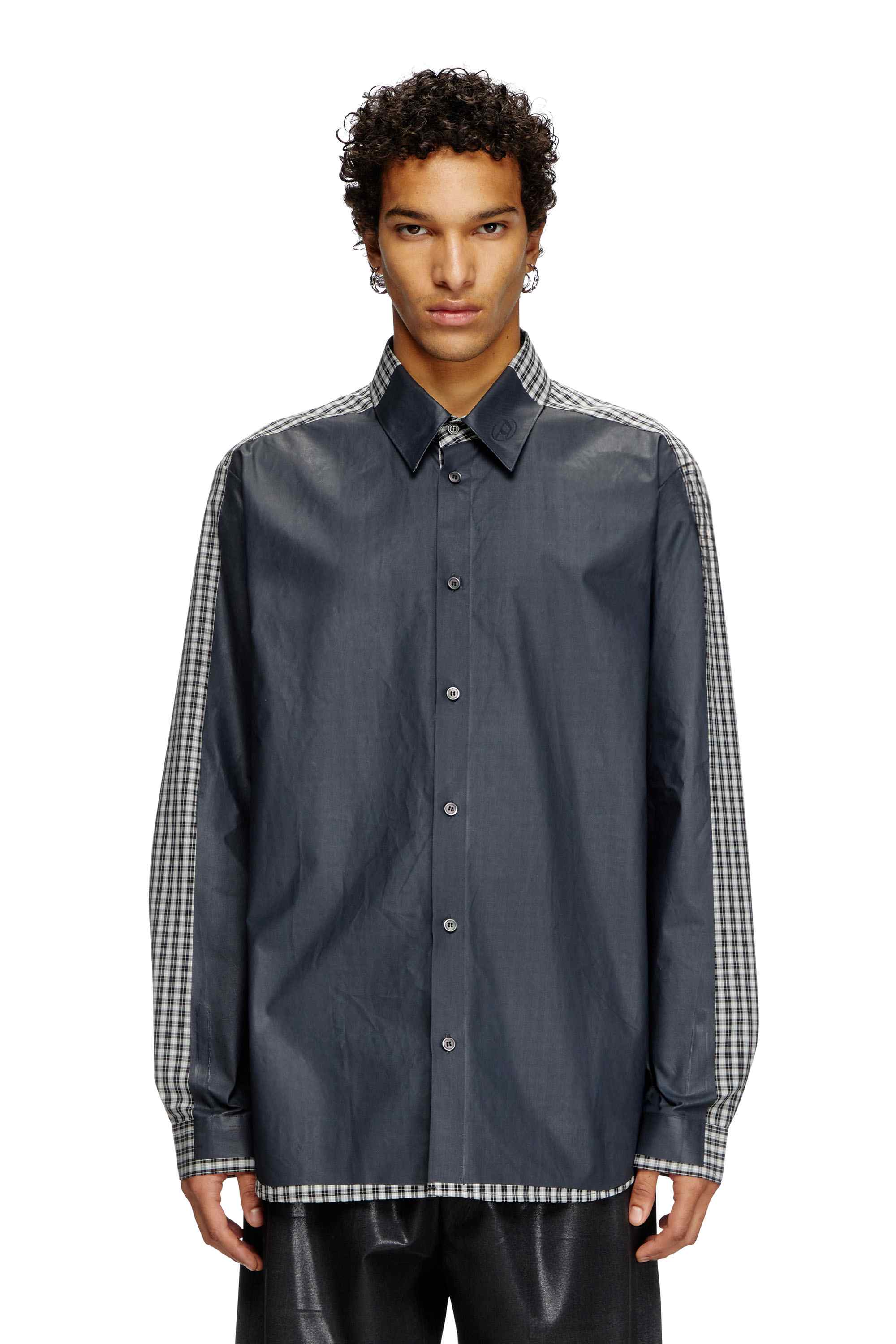 Black and White Check shirt with coated front