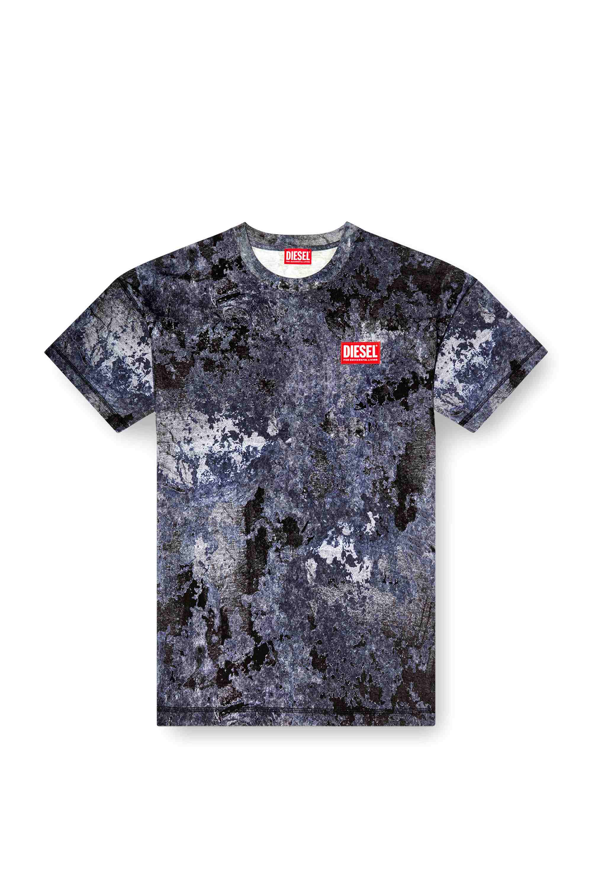 Blue Marble-effect burnout T-shirt