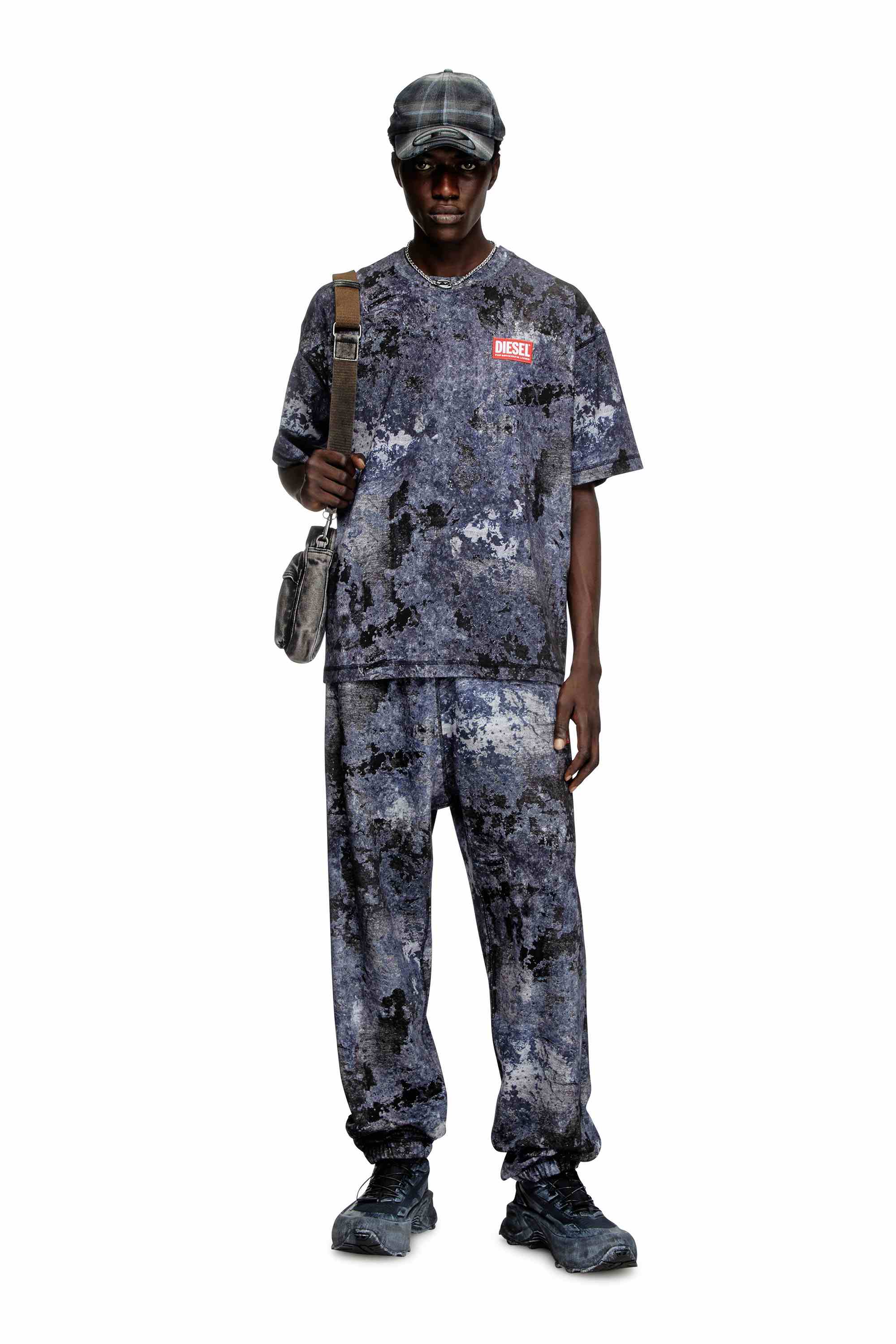 Blue Marble-effect burnout T-shirt