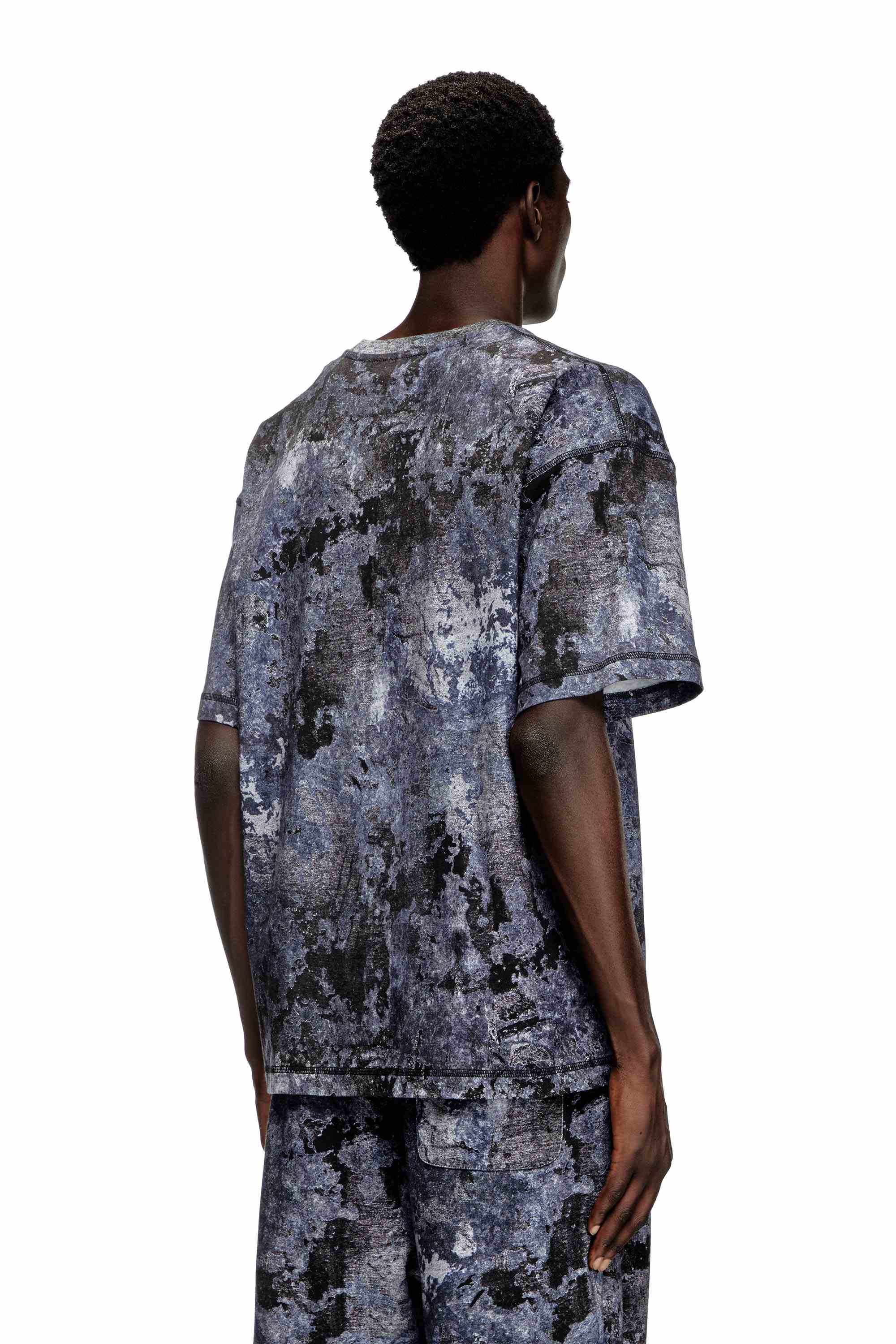 Blue Marble-effect burnout T-shirt