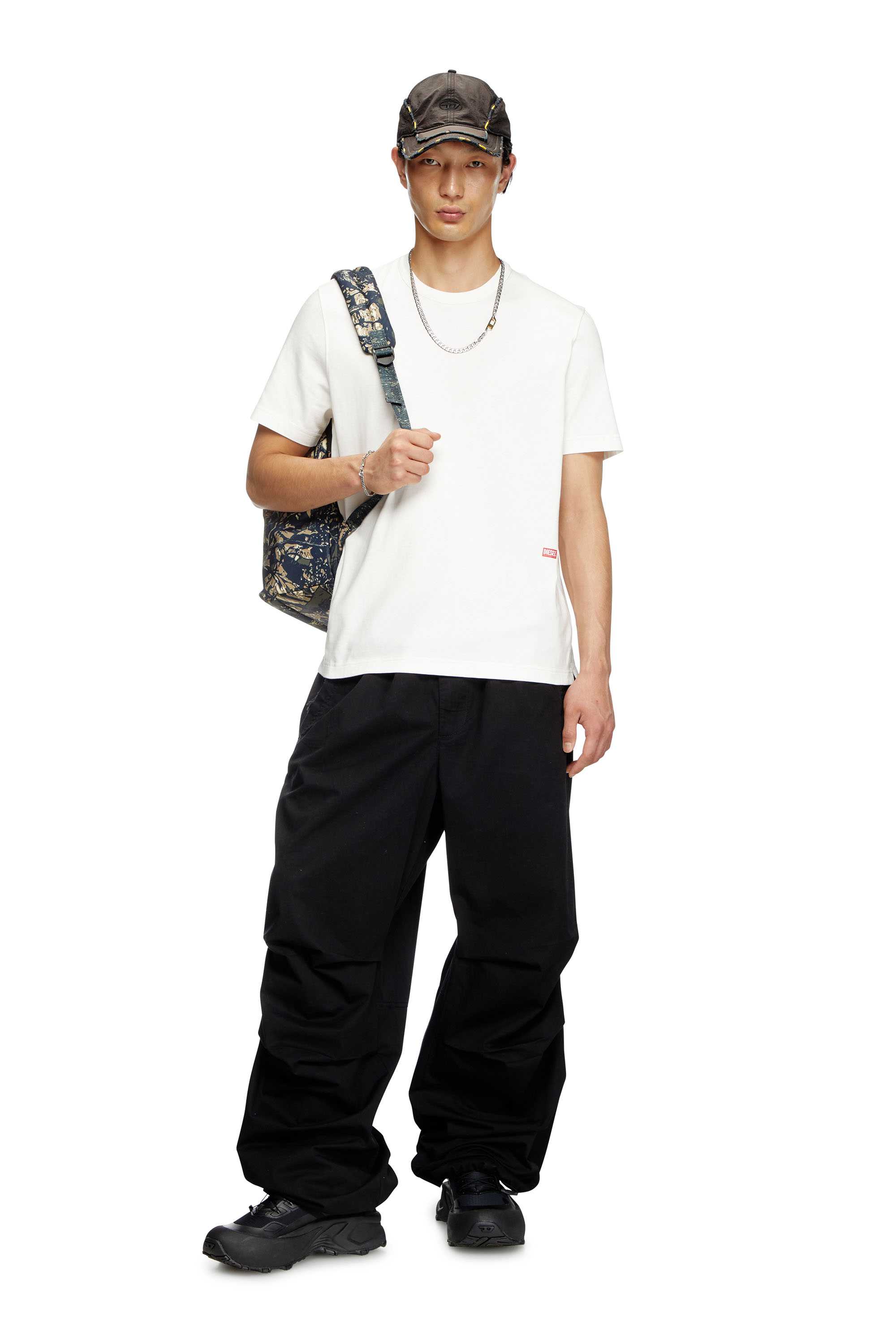 White T-shirt with runway set print