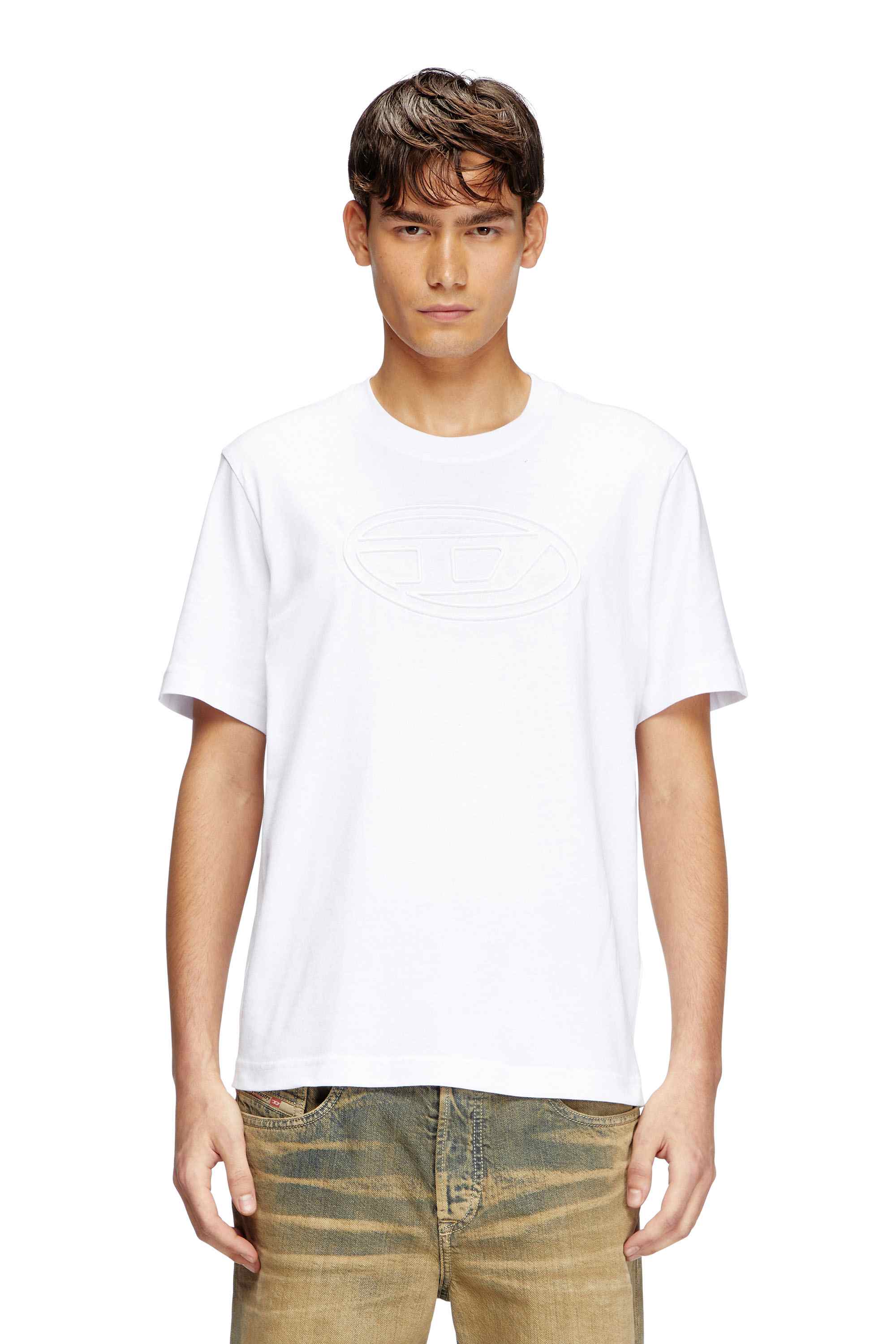 White T-shirt with embossed Oval D