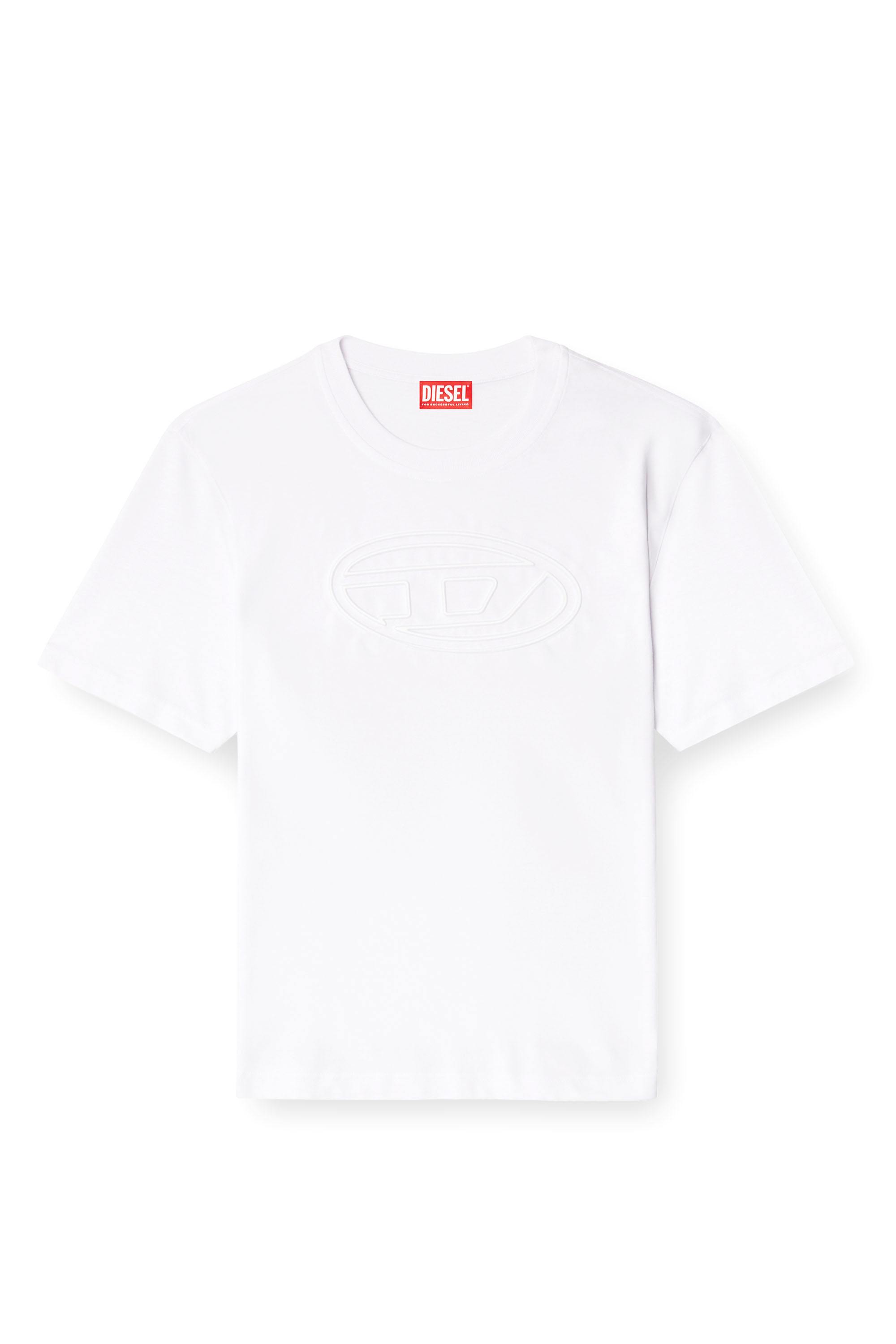 White T-shirt with embossed Oval D