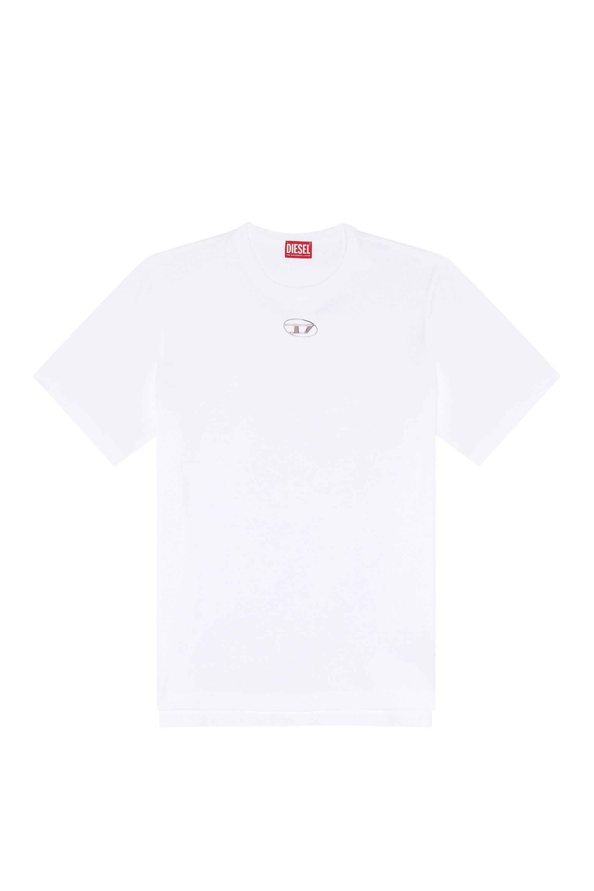 White T-shirt with metallic Oval D