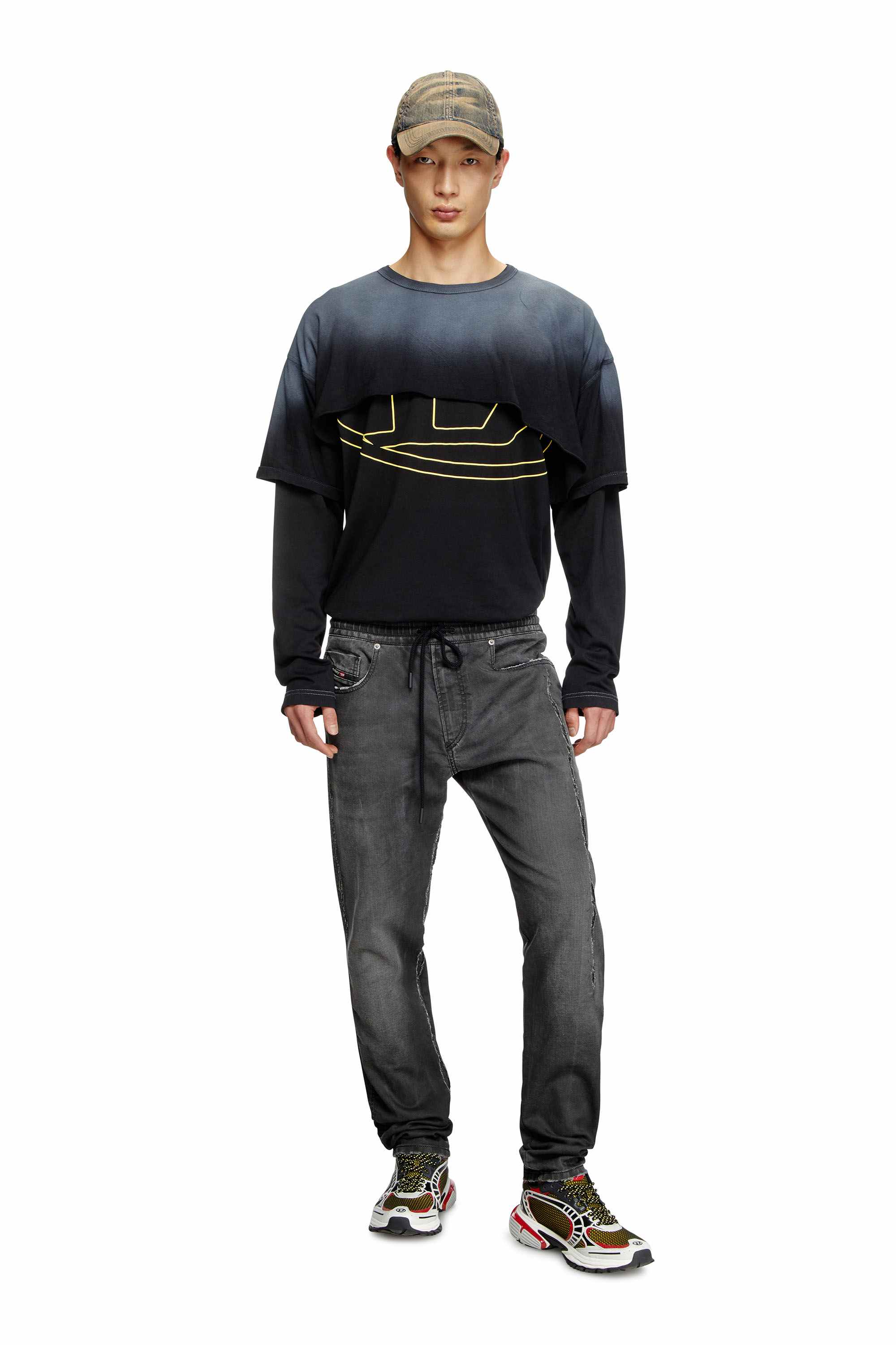 Black and Dark Grey 2060 D-Strukt Jogg Slim Fit Jeans