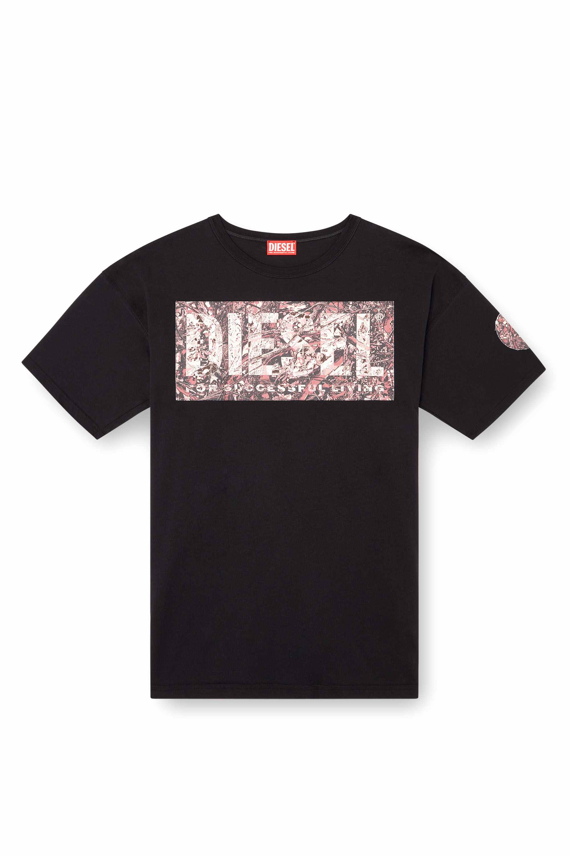 Black T-shirt with large gabardine patch logo | DIESEL India New