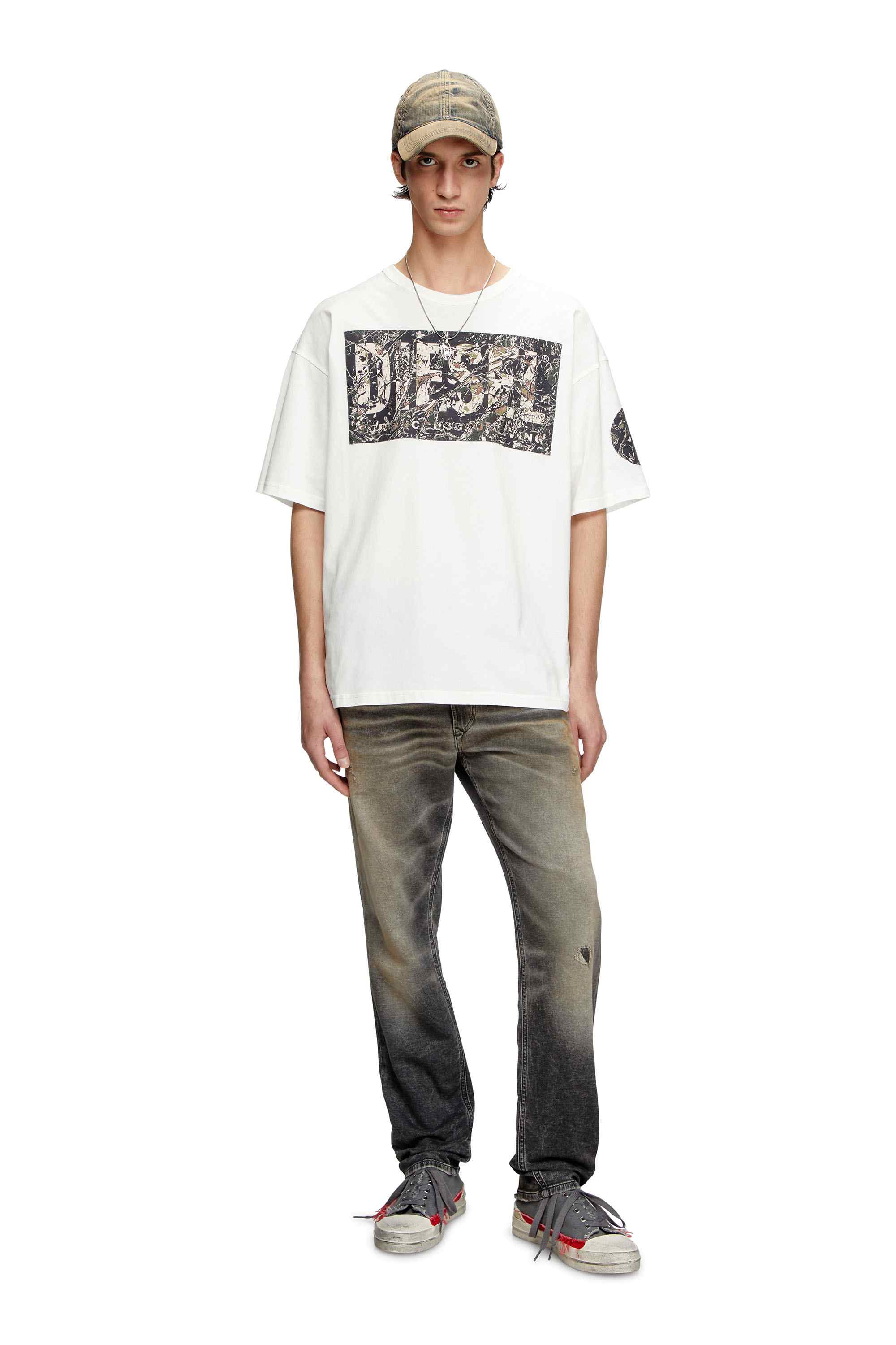 White T-shirt with large gabardine patch logo