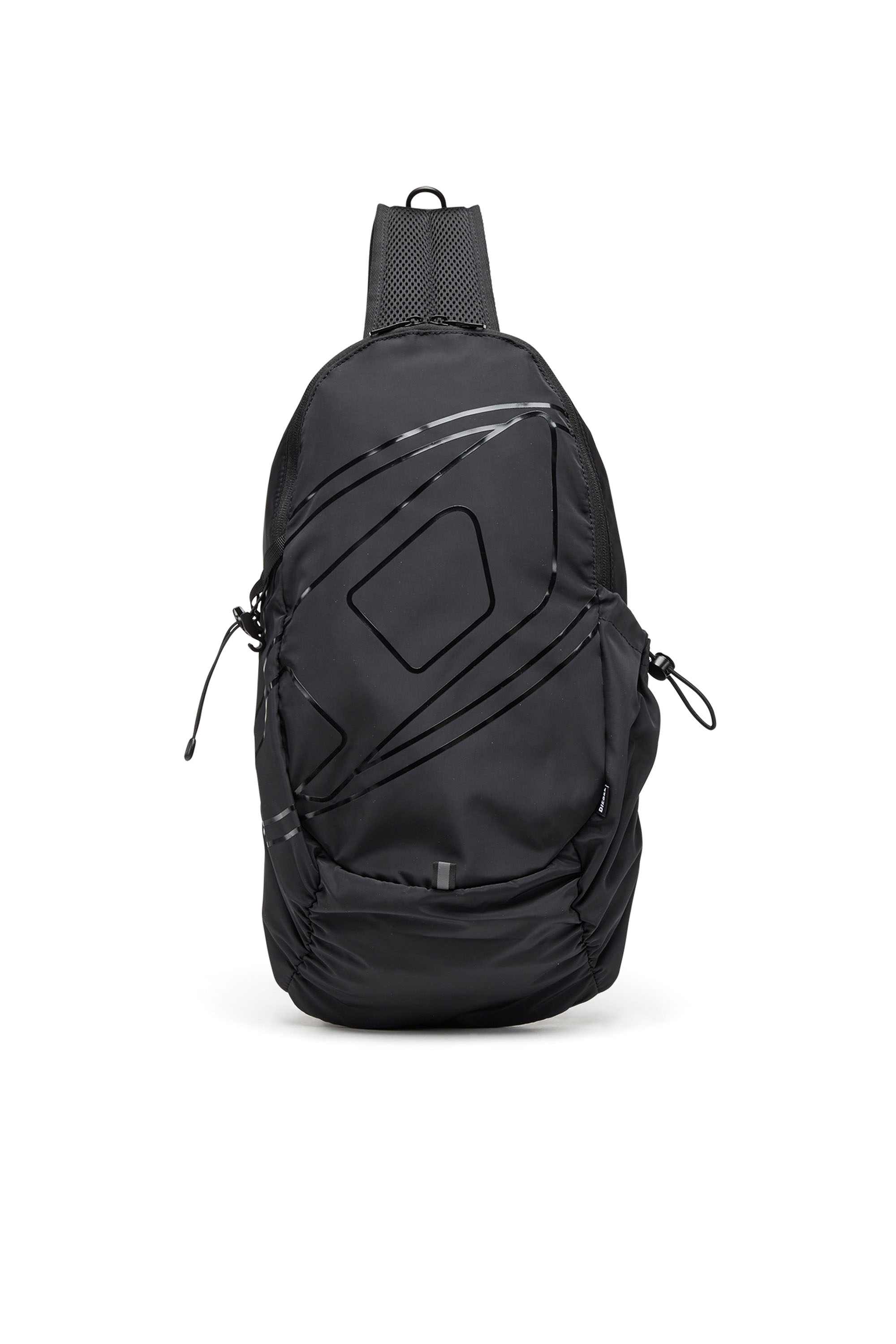 Black Drape-Nylon sling backpack with tonal logo