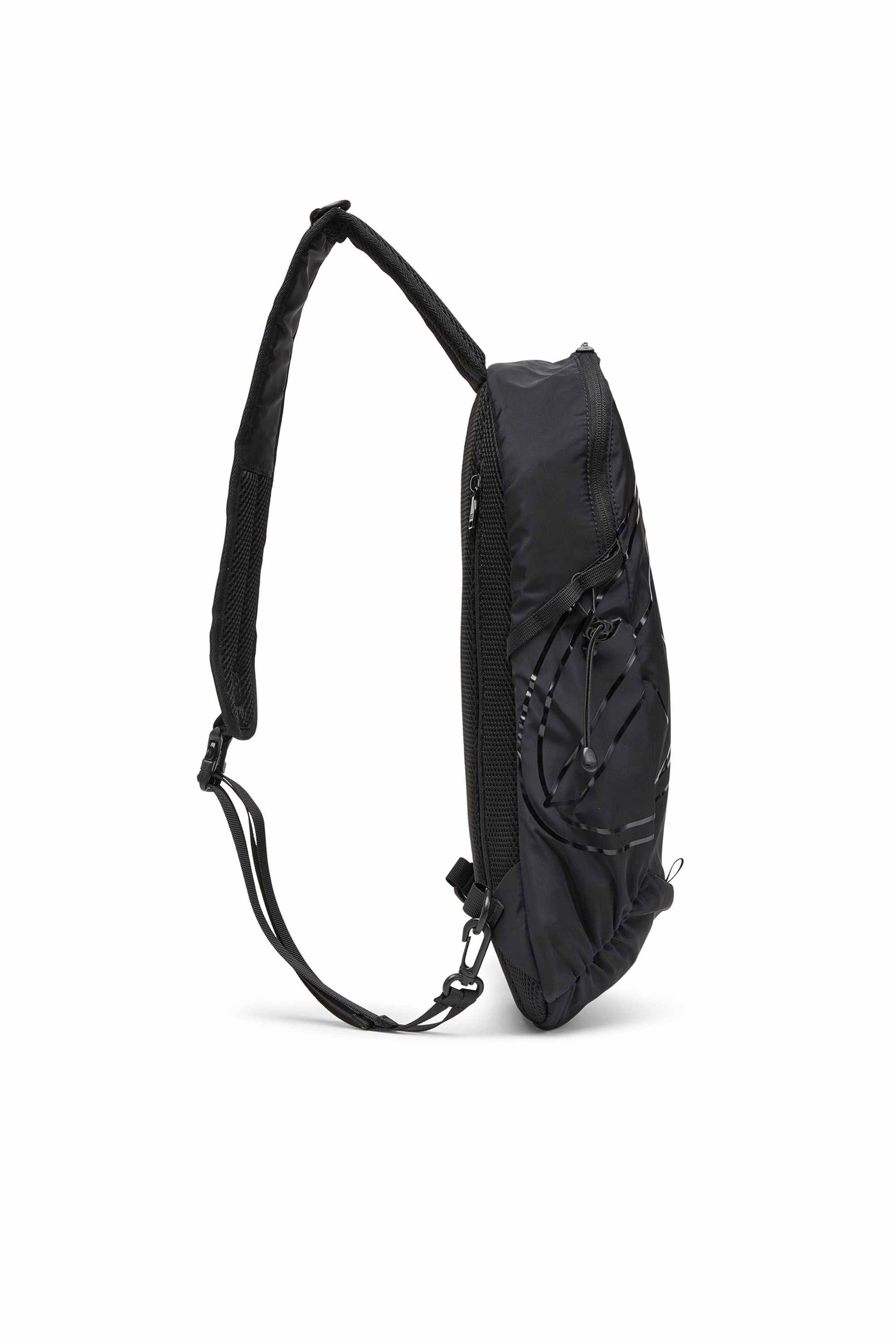 Black Drape-Nylon sling backpack with tonal logo