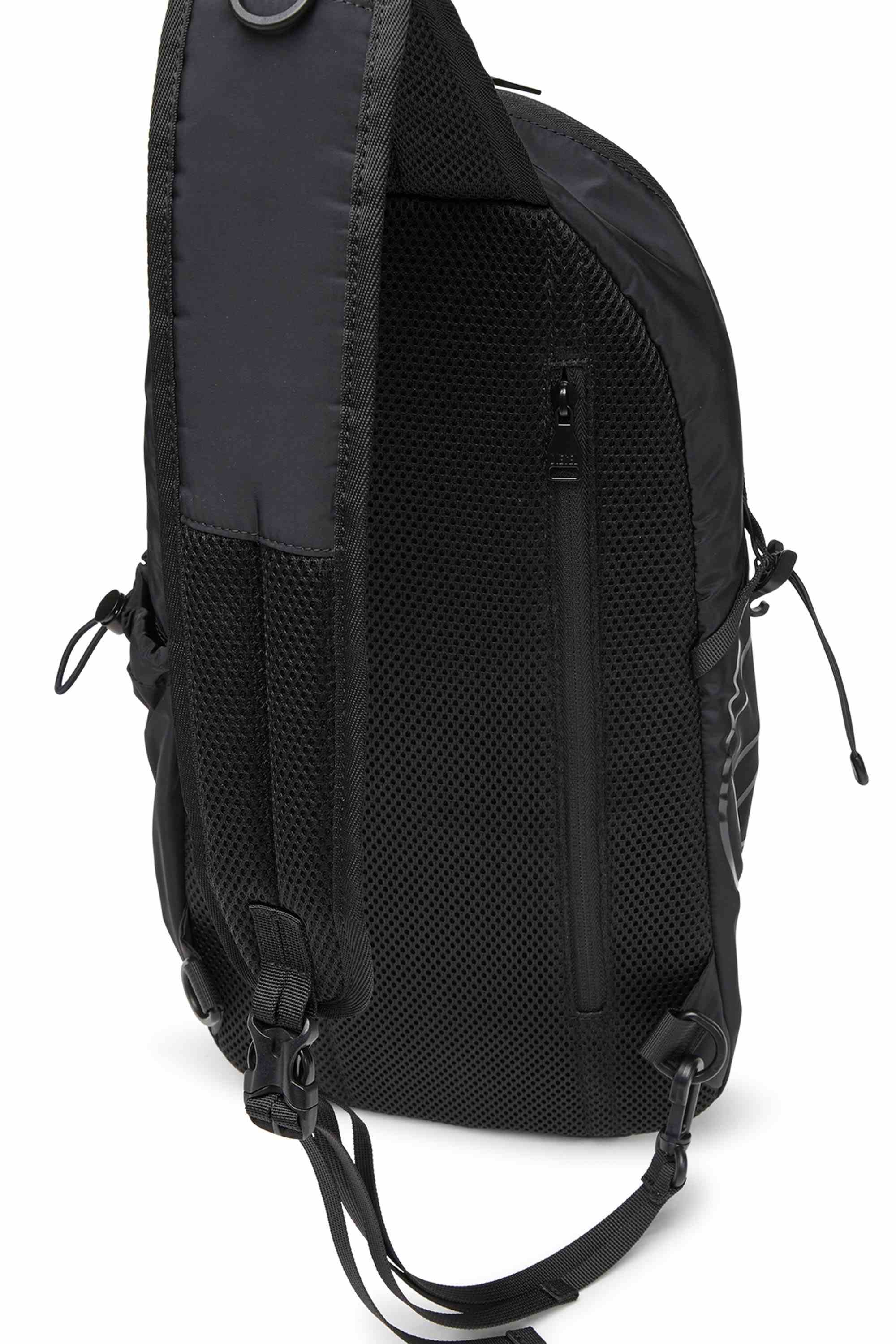 Black Drape-Nylon sling backpack with tonal logo