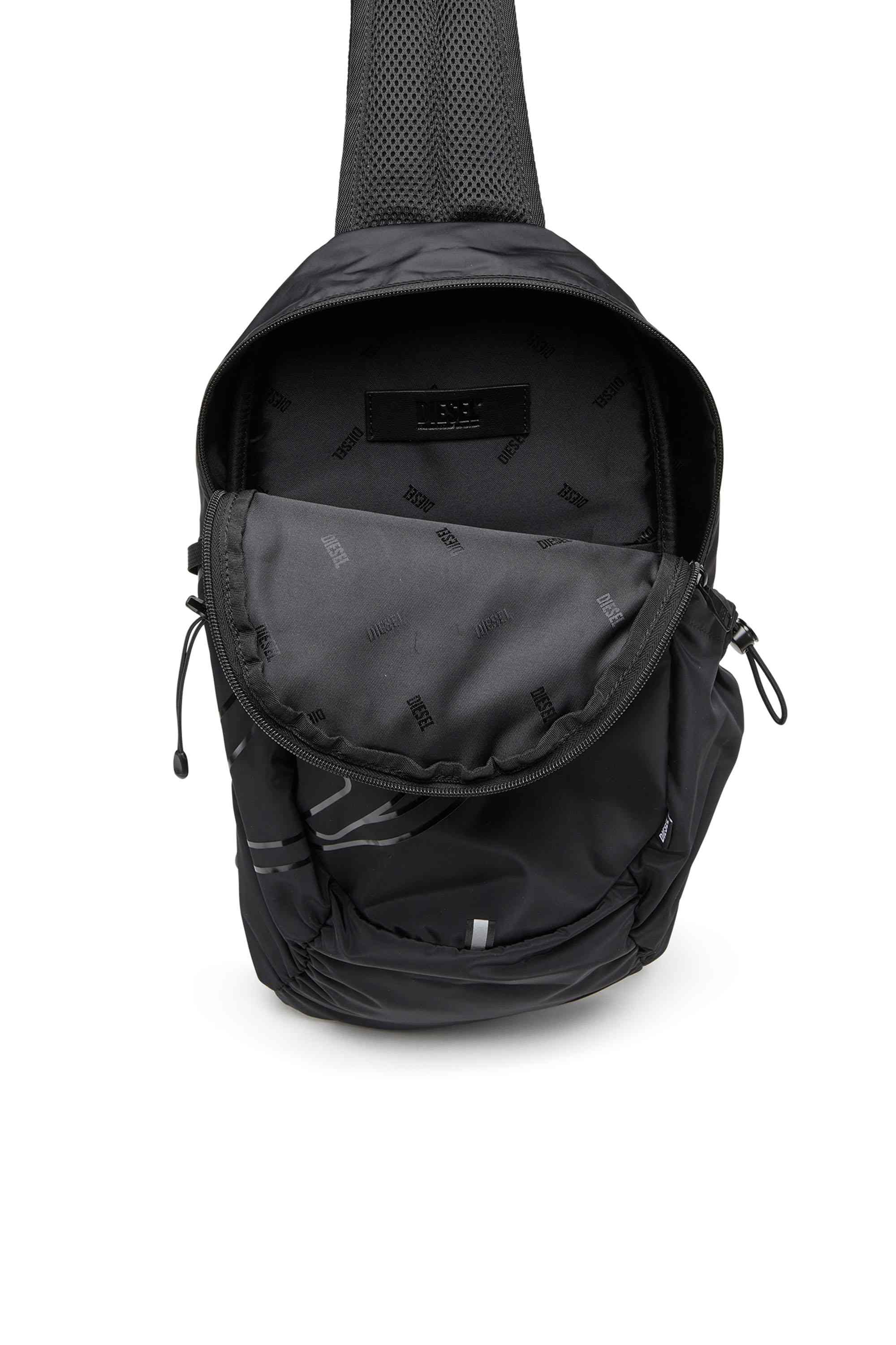 Black Drape-Nylon sling backpack with tonal logo