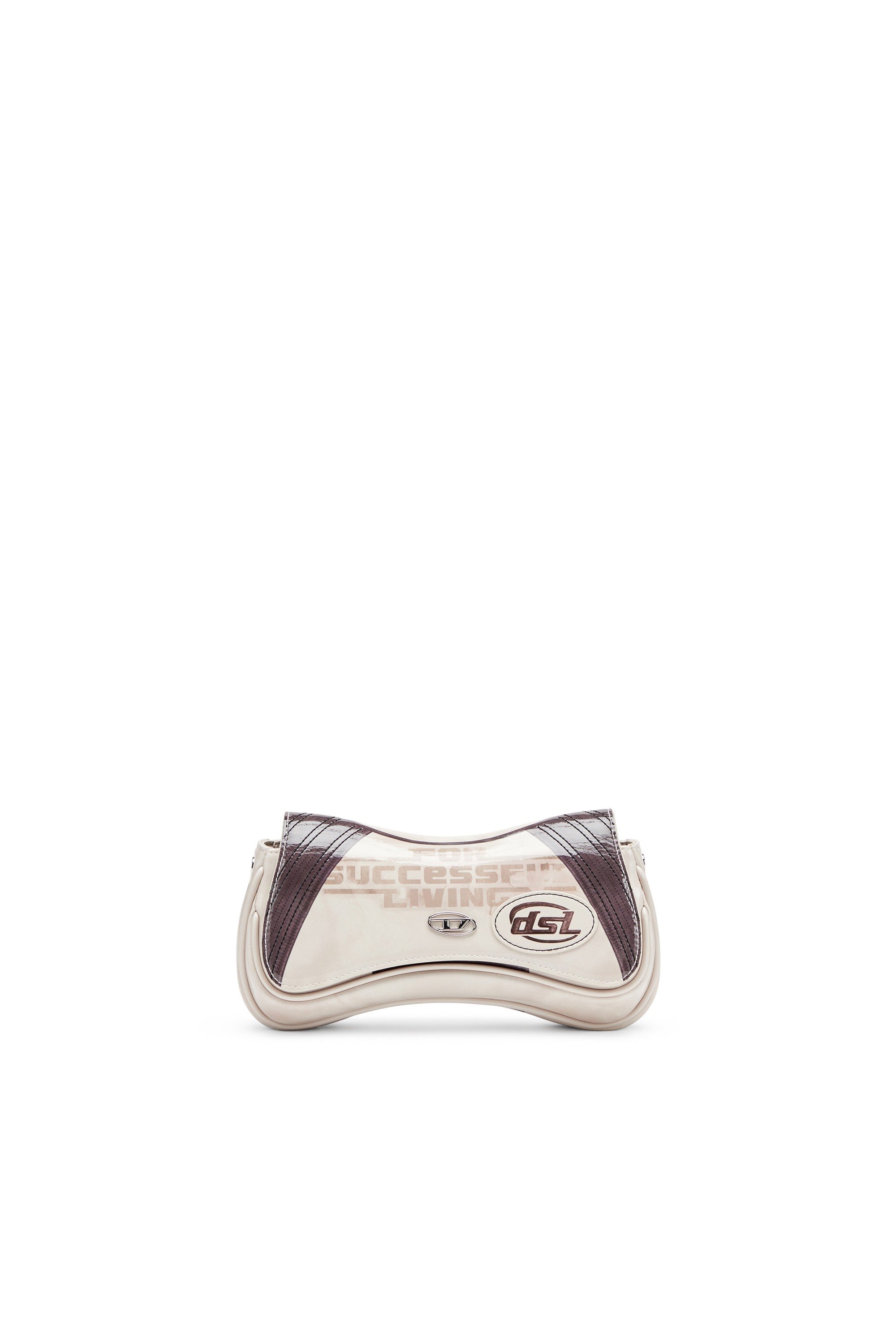 Grey Play-Glossy clutch with biker details