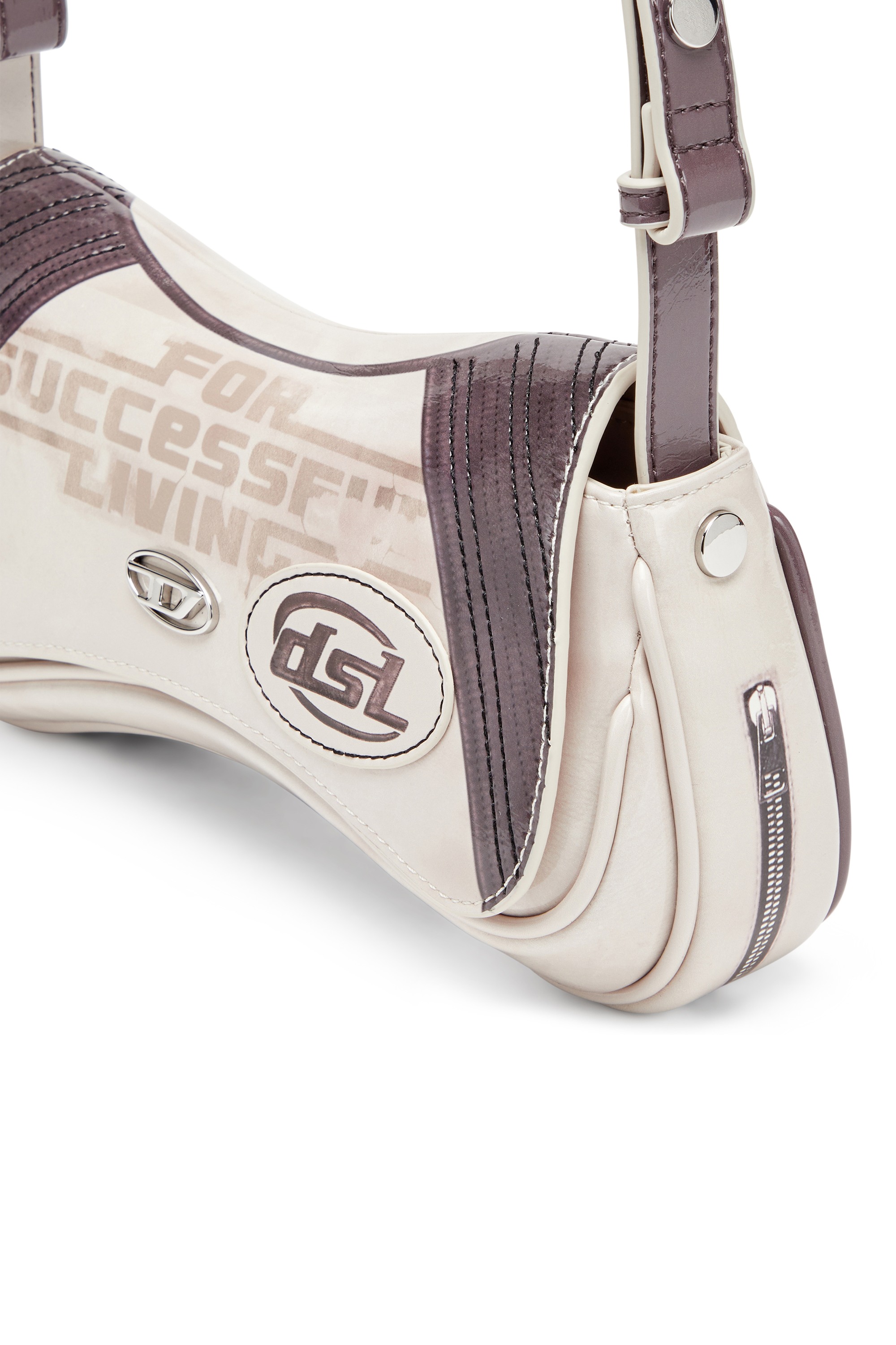 Grey Play-Glossy clutch with biker details
