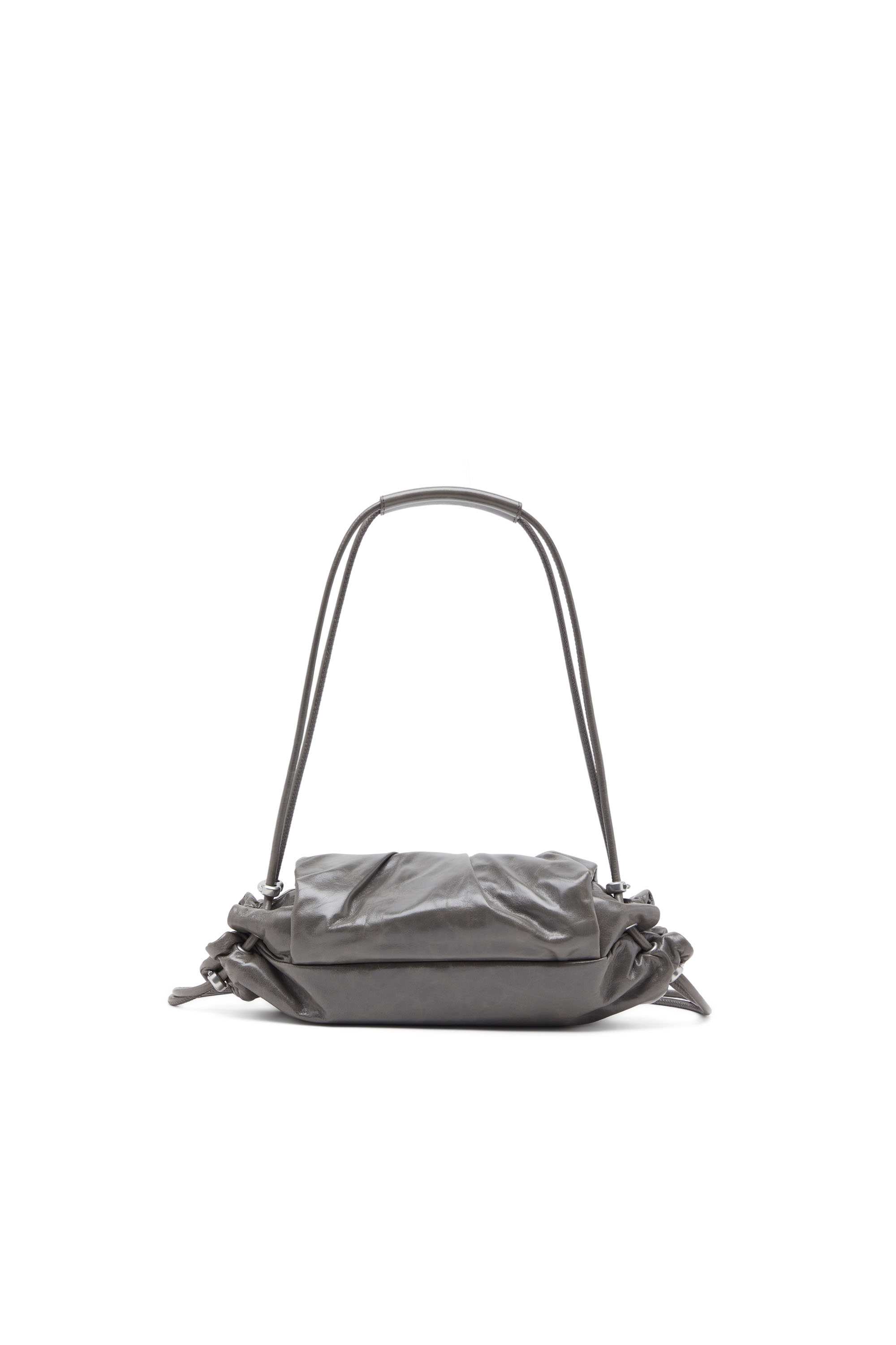 Grey Scrunch-D S-Shoulder bag in scrunched leather