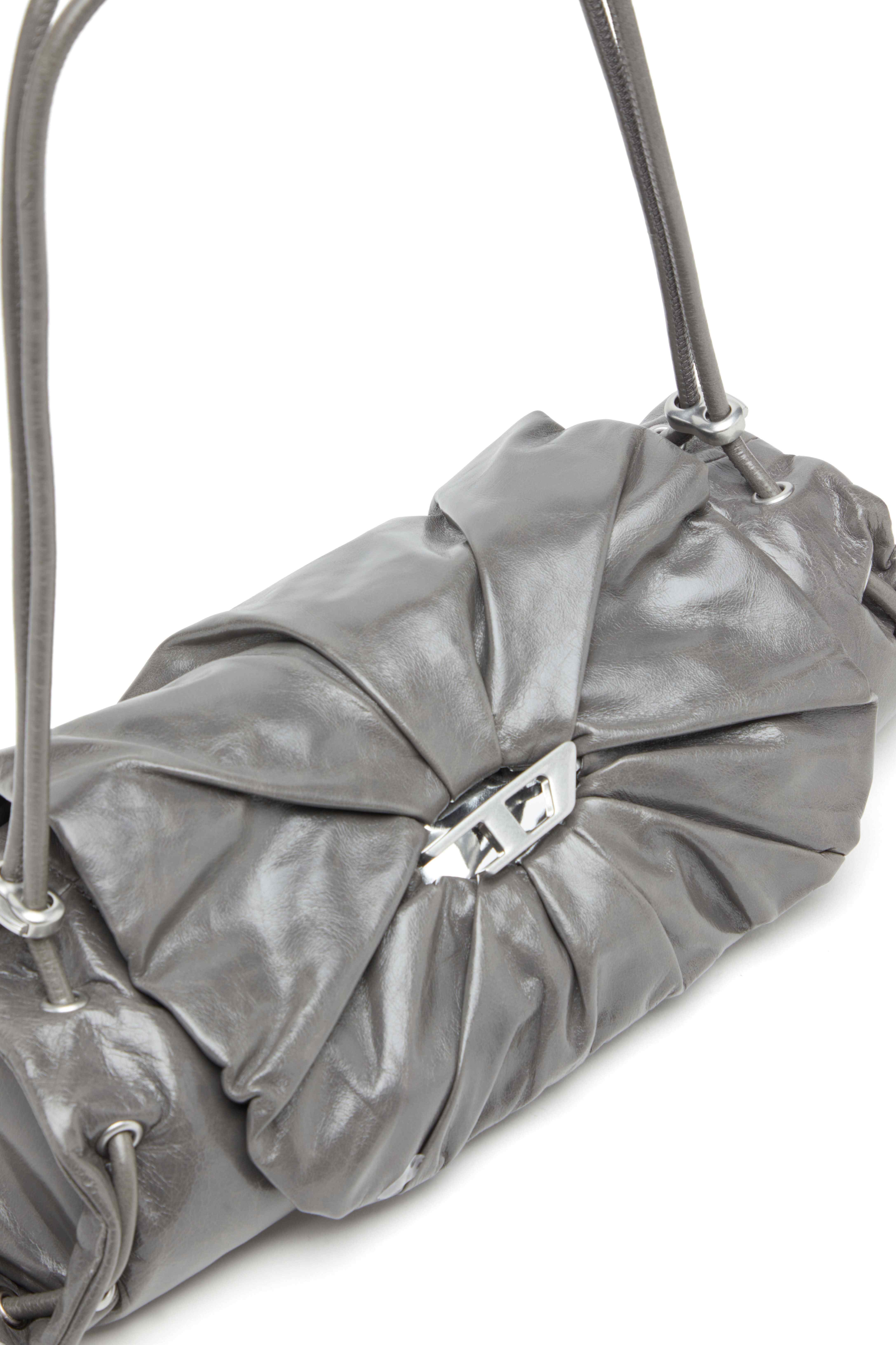 Grey Scrunch-D S-Shoulder bag in scrunched leather