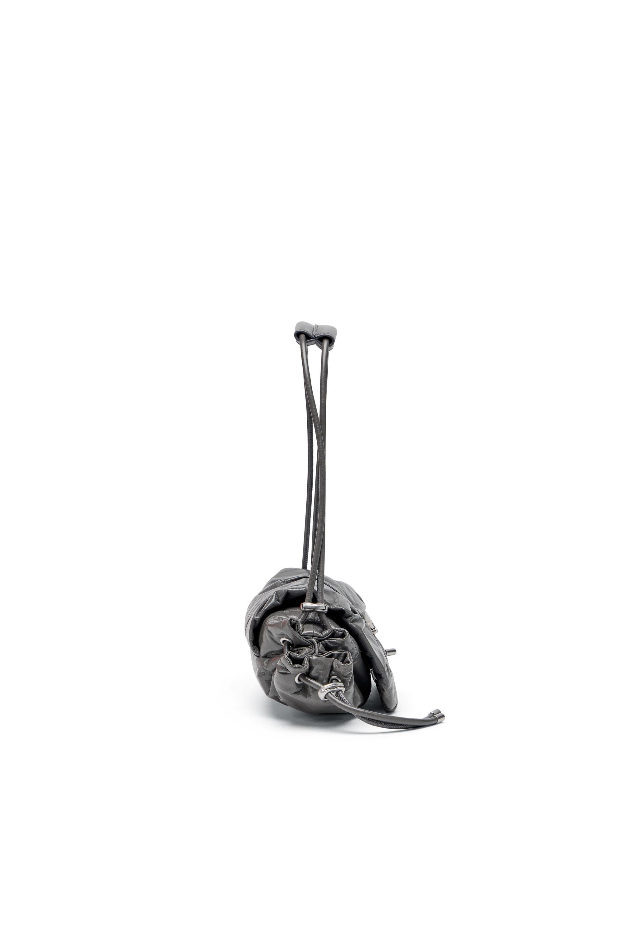 Grey Scrunch-D S-Shoulder bag in scrunched leather