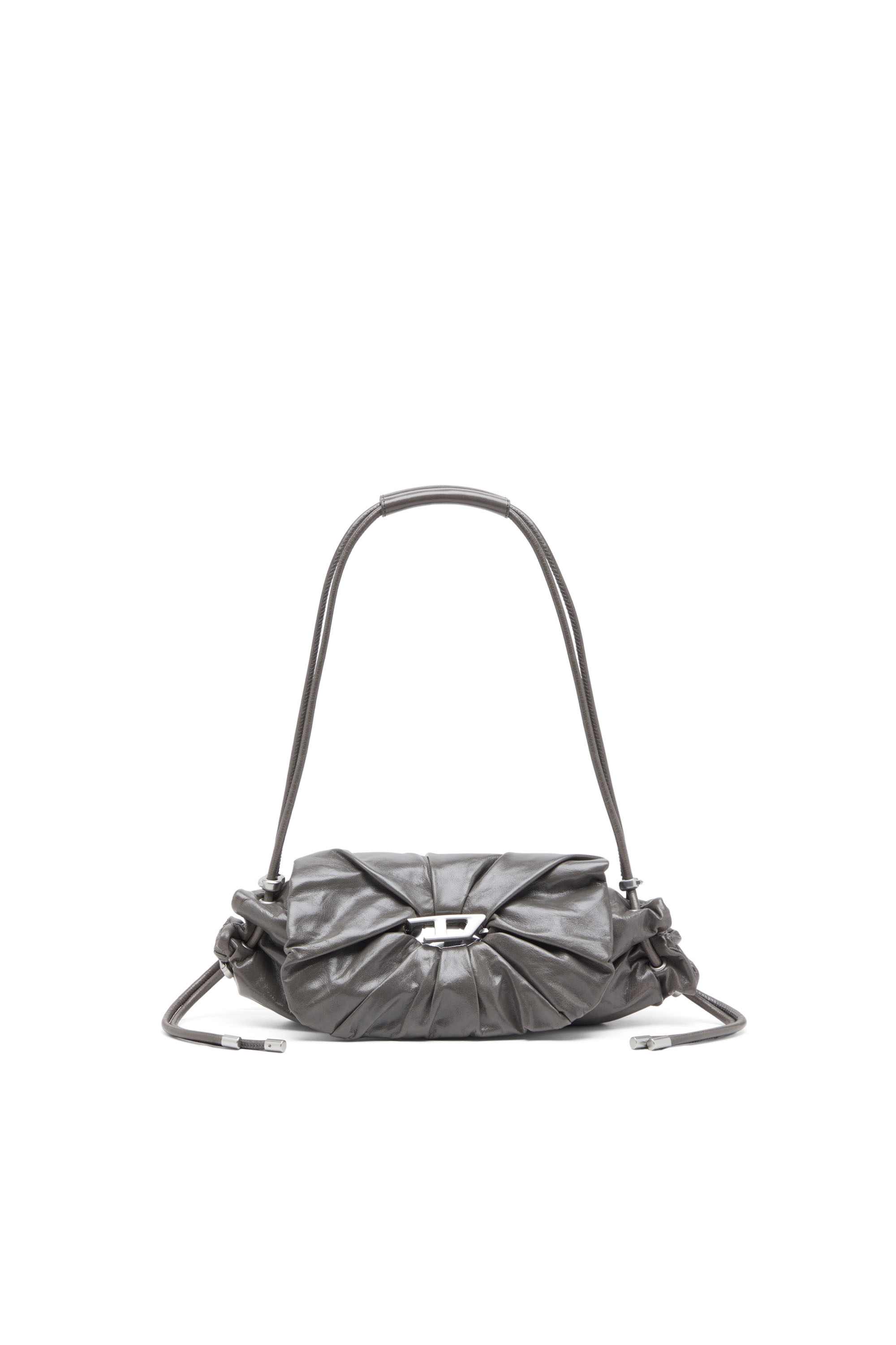 Grey Scrunch-D S-Shoulder bag in scrunched leather