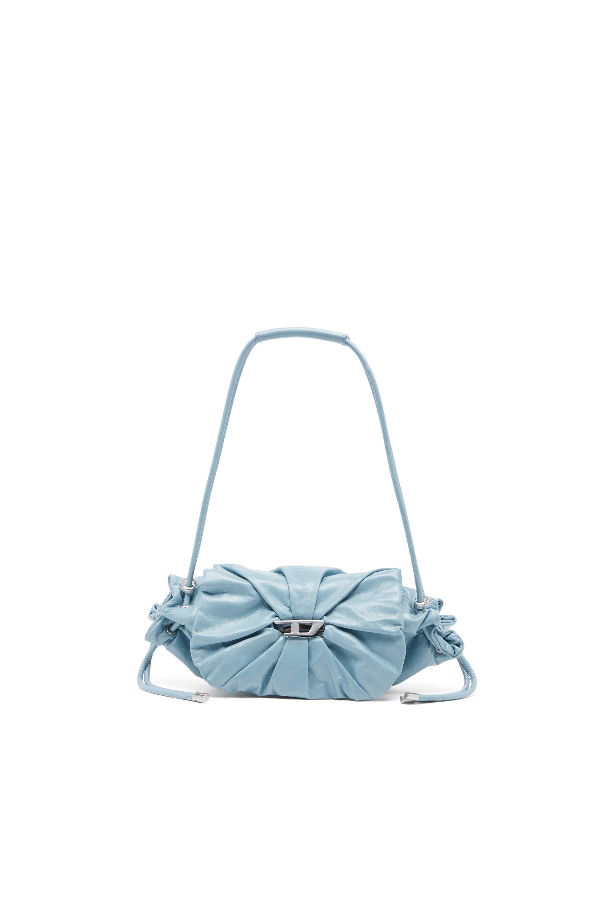 Blue Scrunch-D S-Shoulder bag in scrunched leather