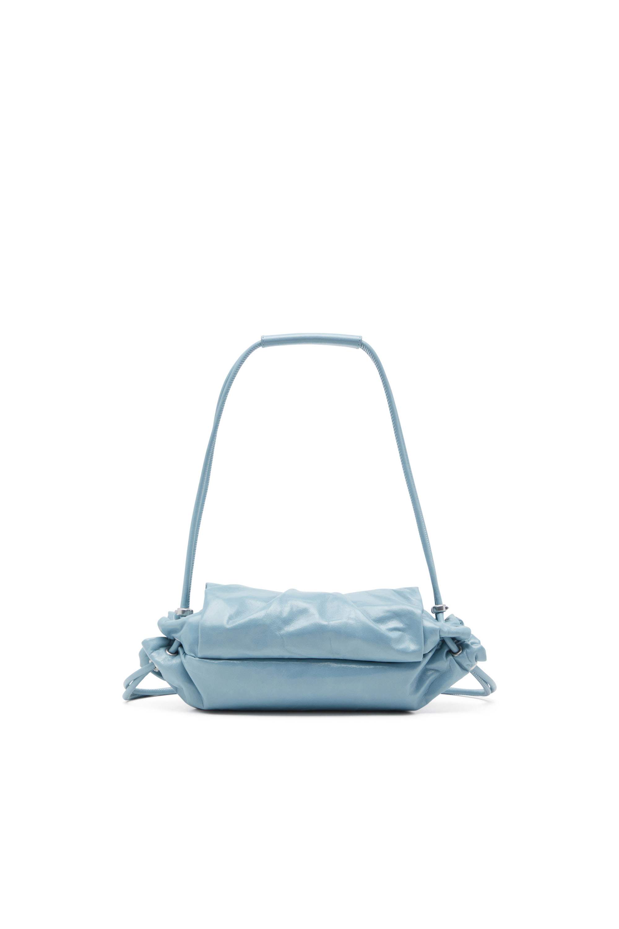 Blue Scrunch-D S-Shoulder bag in scrunched leather