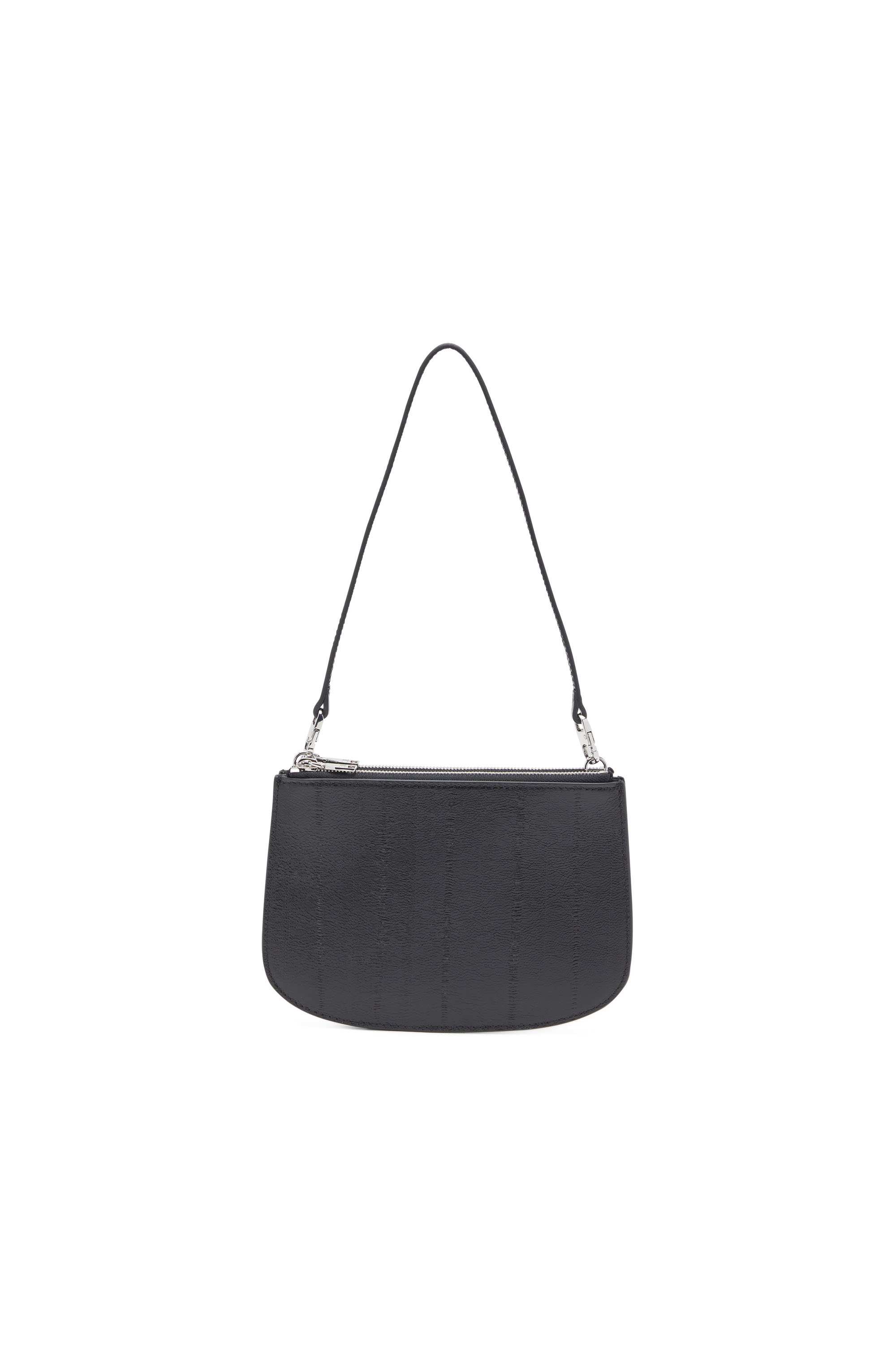 Black 1DR Twin-Double-pouch shoulder bag in printed leather