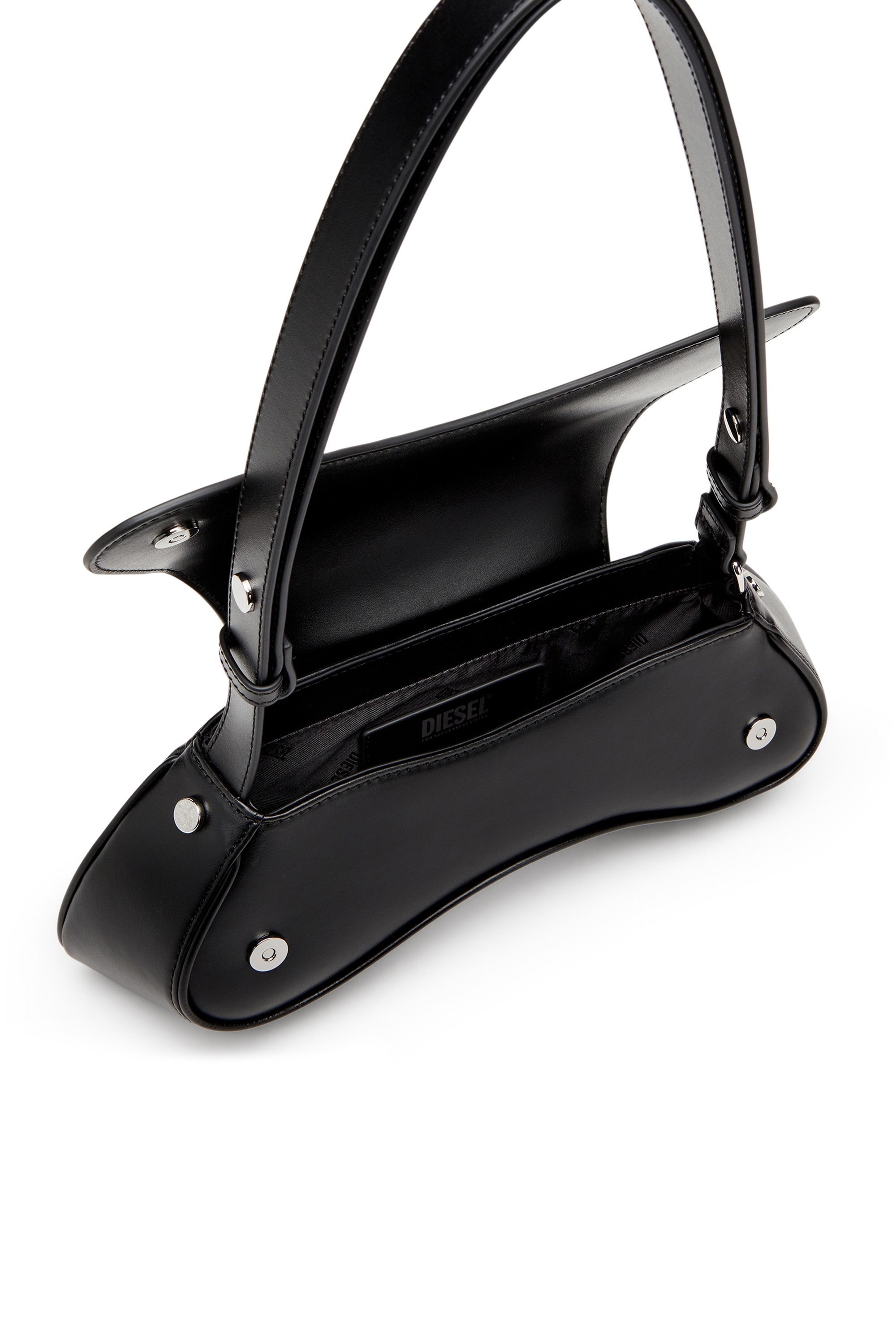 Black Play-Crossbody bag in semi gloss leather