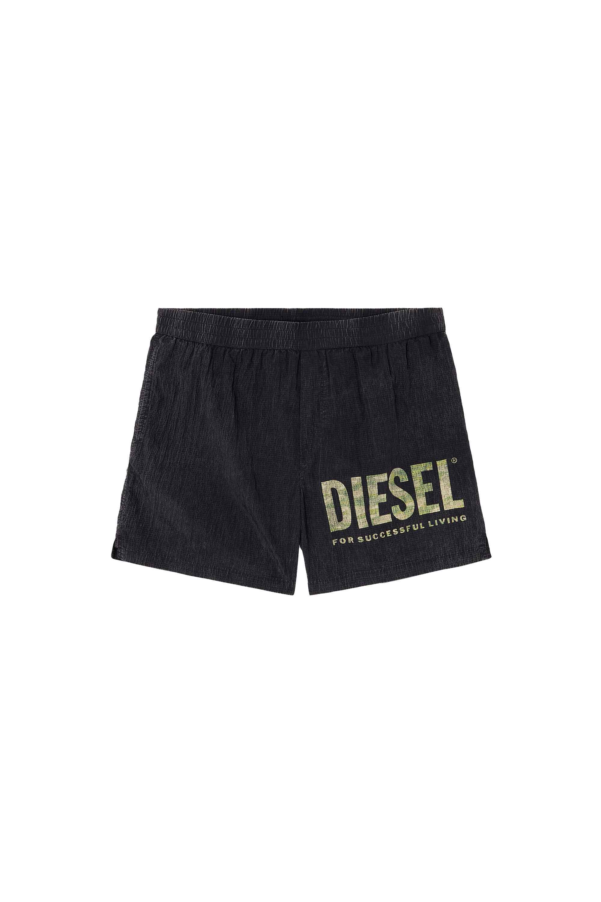 Black  Mid-length swim shorts in camo ripstop