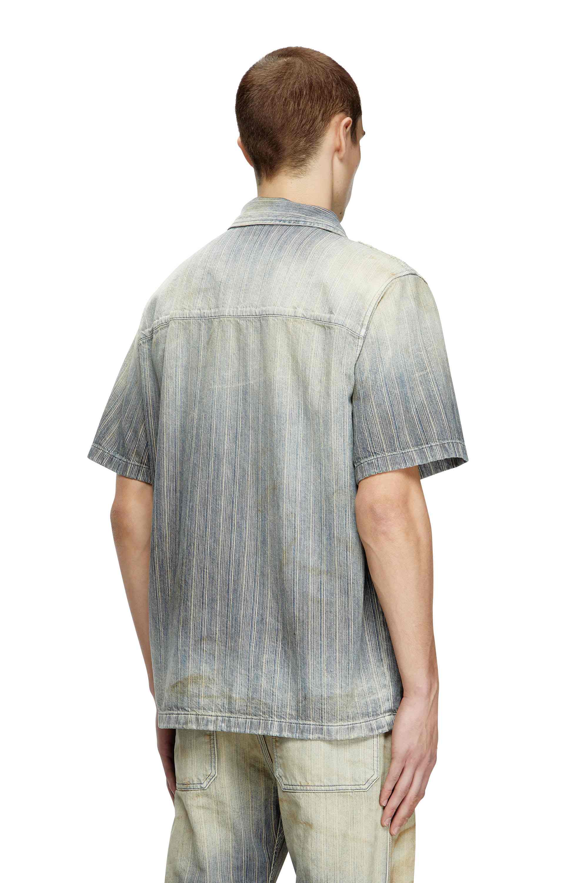 Blue Bowling shirt in striped indigo denim