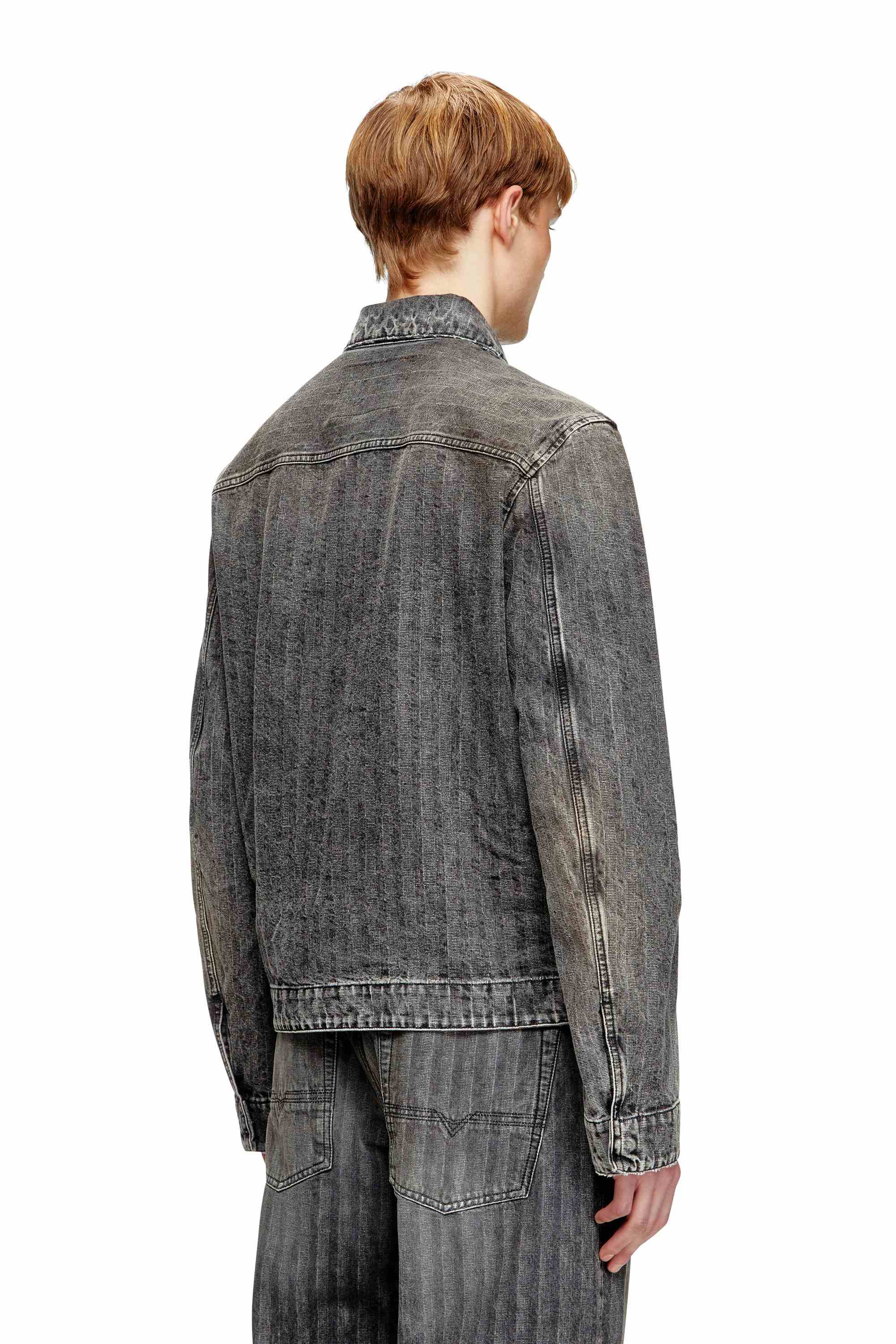 Black Blouson jacket in herringbone denim