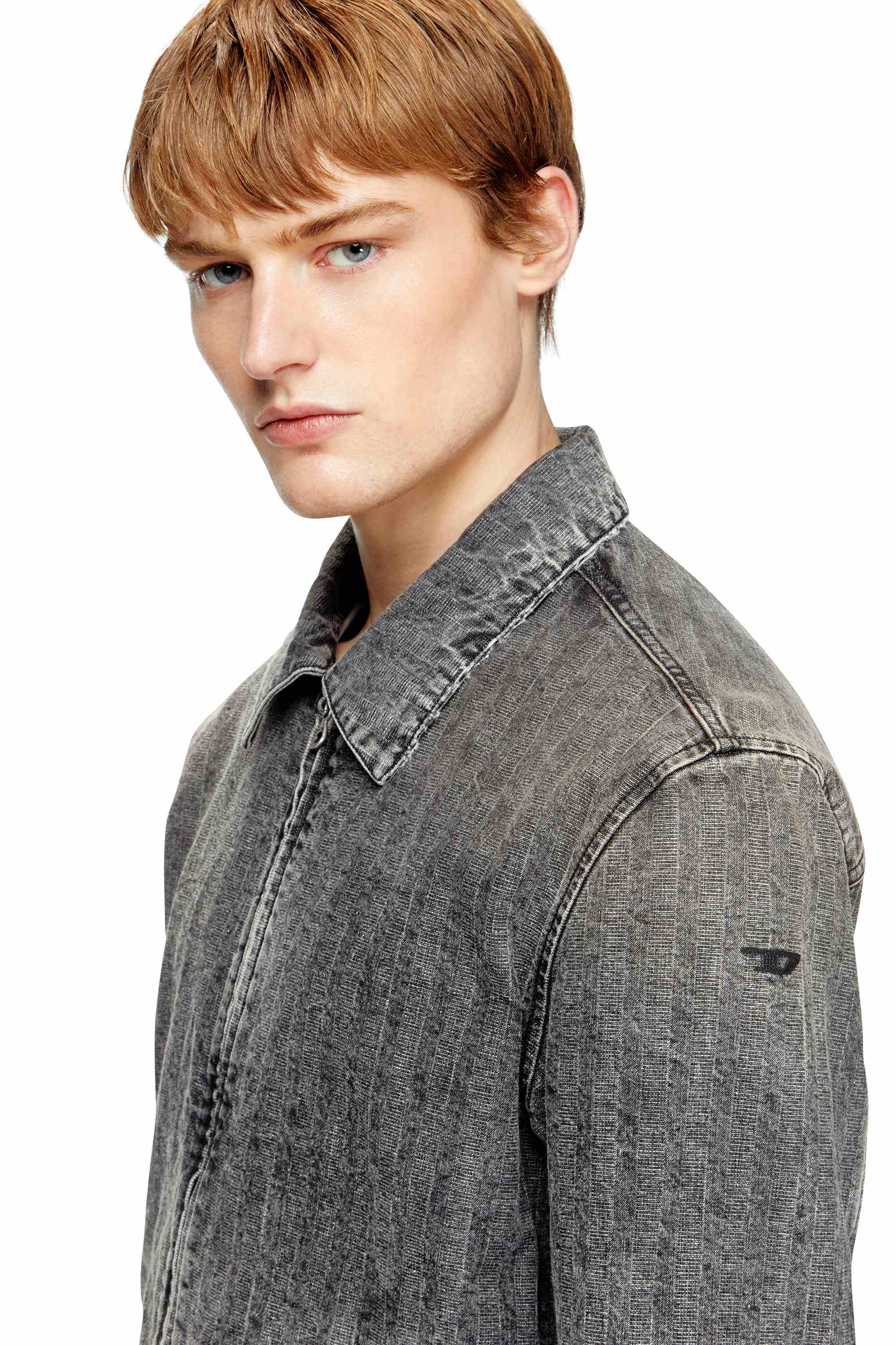 Black Blouson jacket in herringbone denim