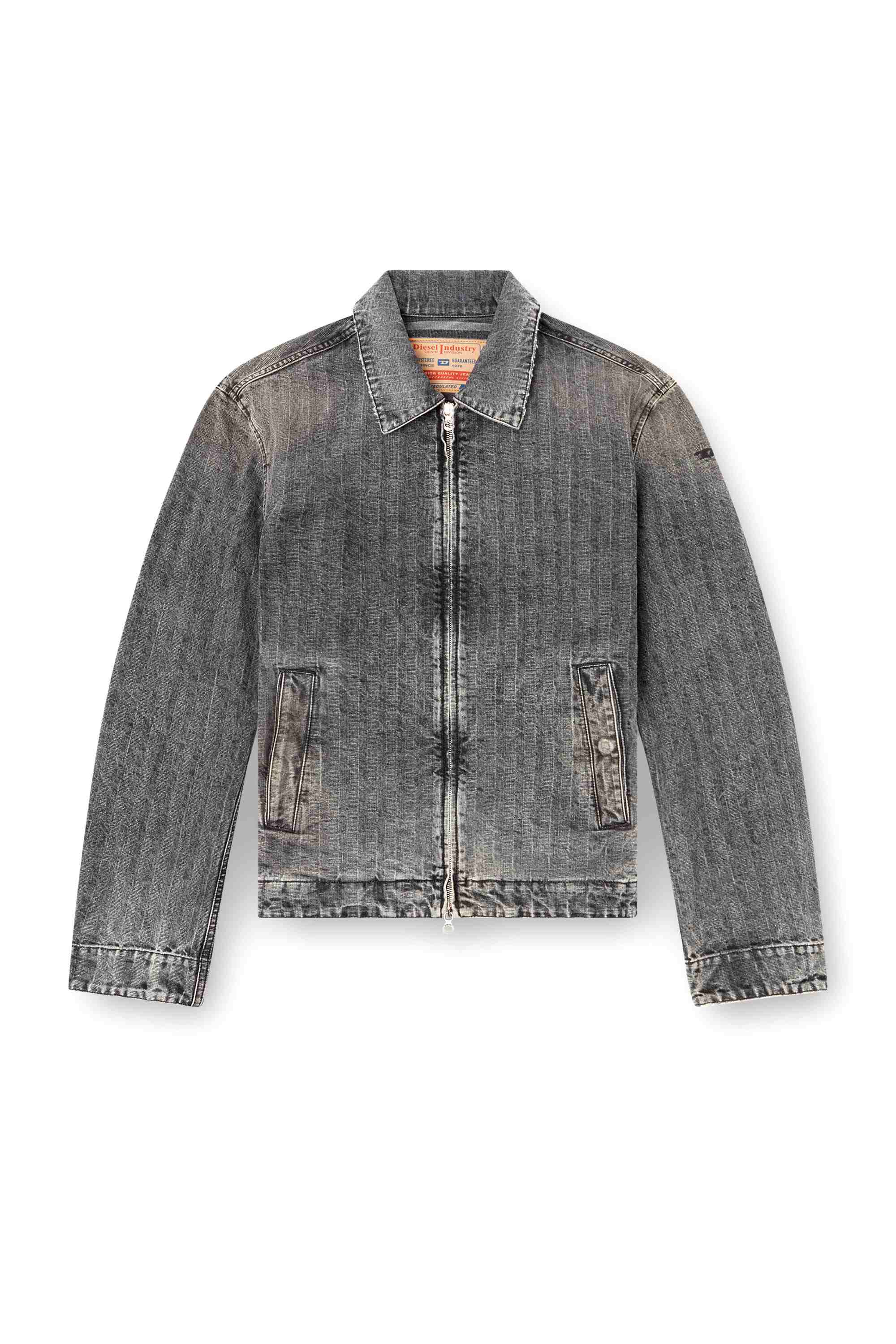 Black Blouson jacket in herringbone denim
