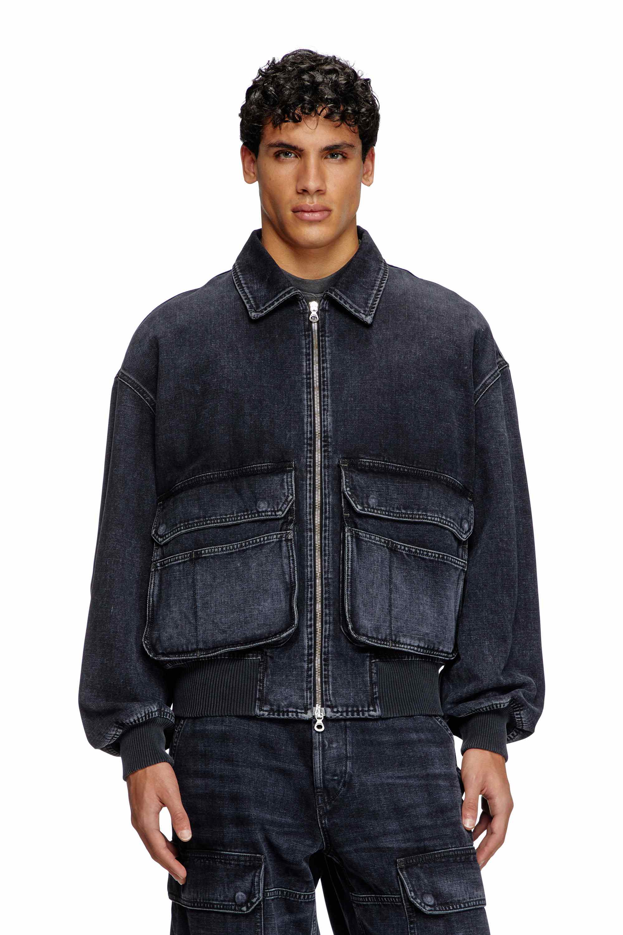 Black Jacket in batavia-weave denim