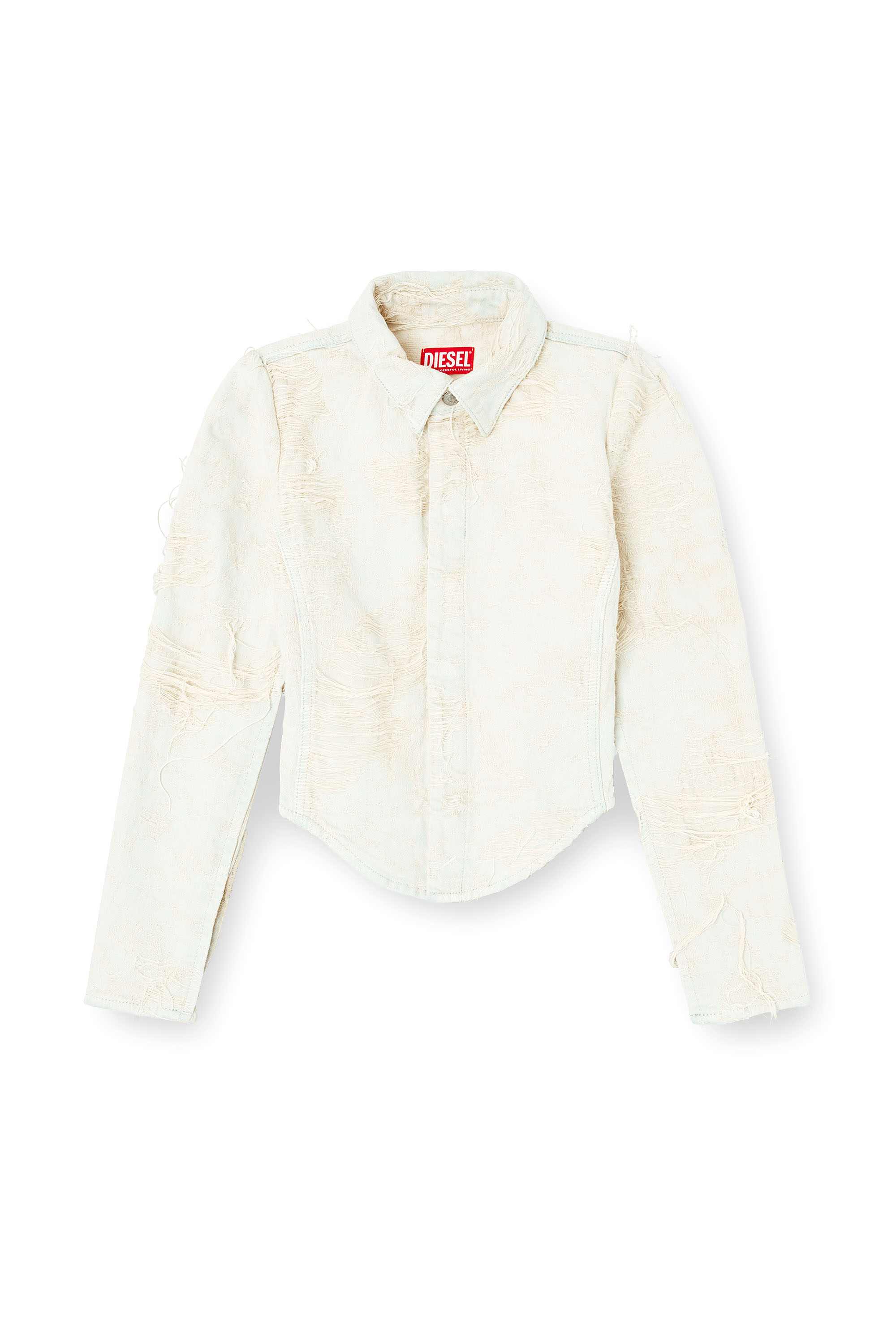 White  Shirt in jacquard denim with floating threads