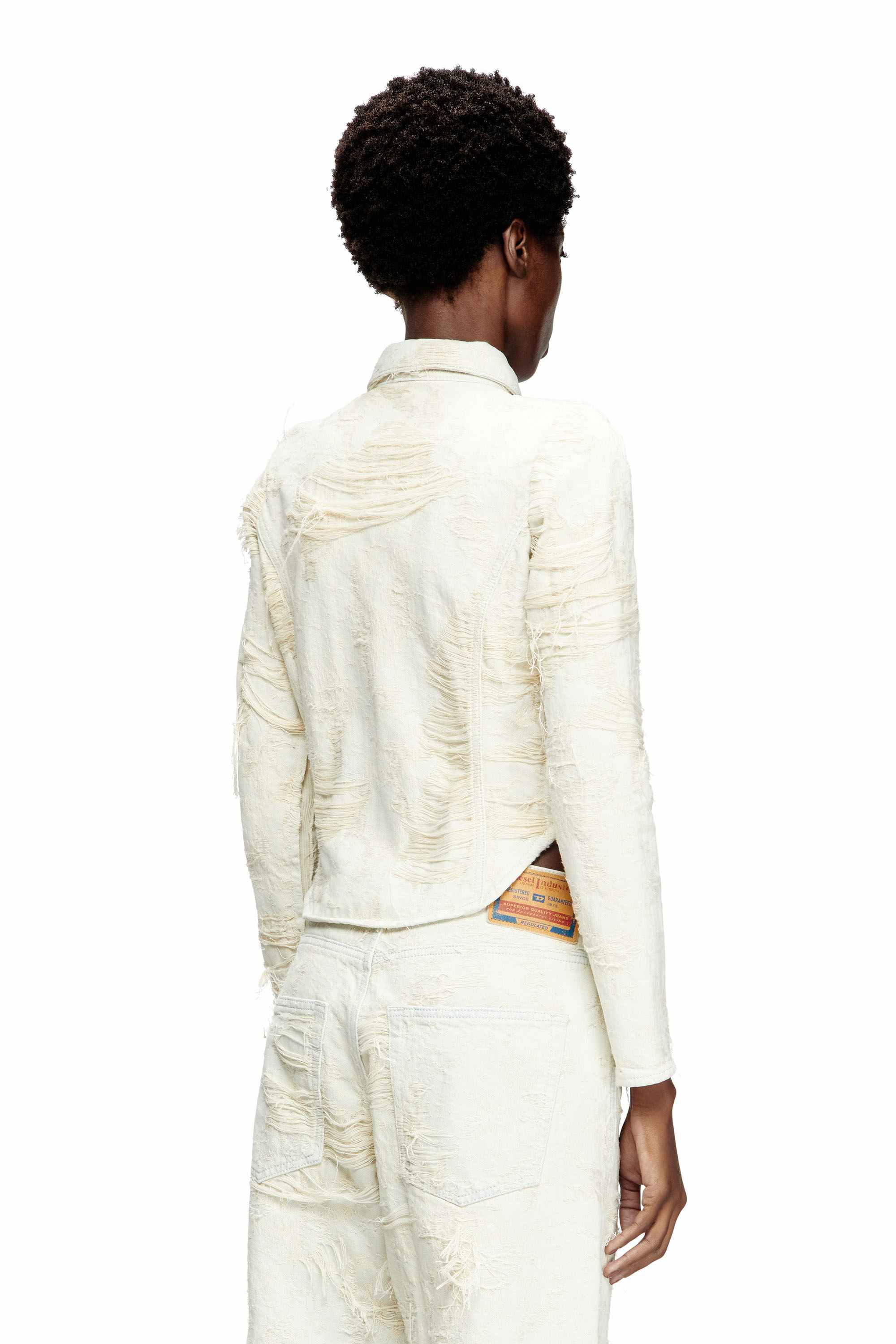 White  Shirt in jacquard denim with floating threads