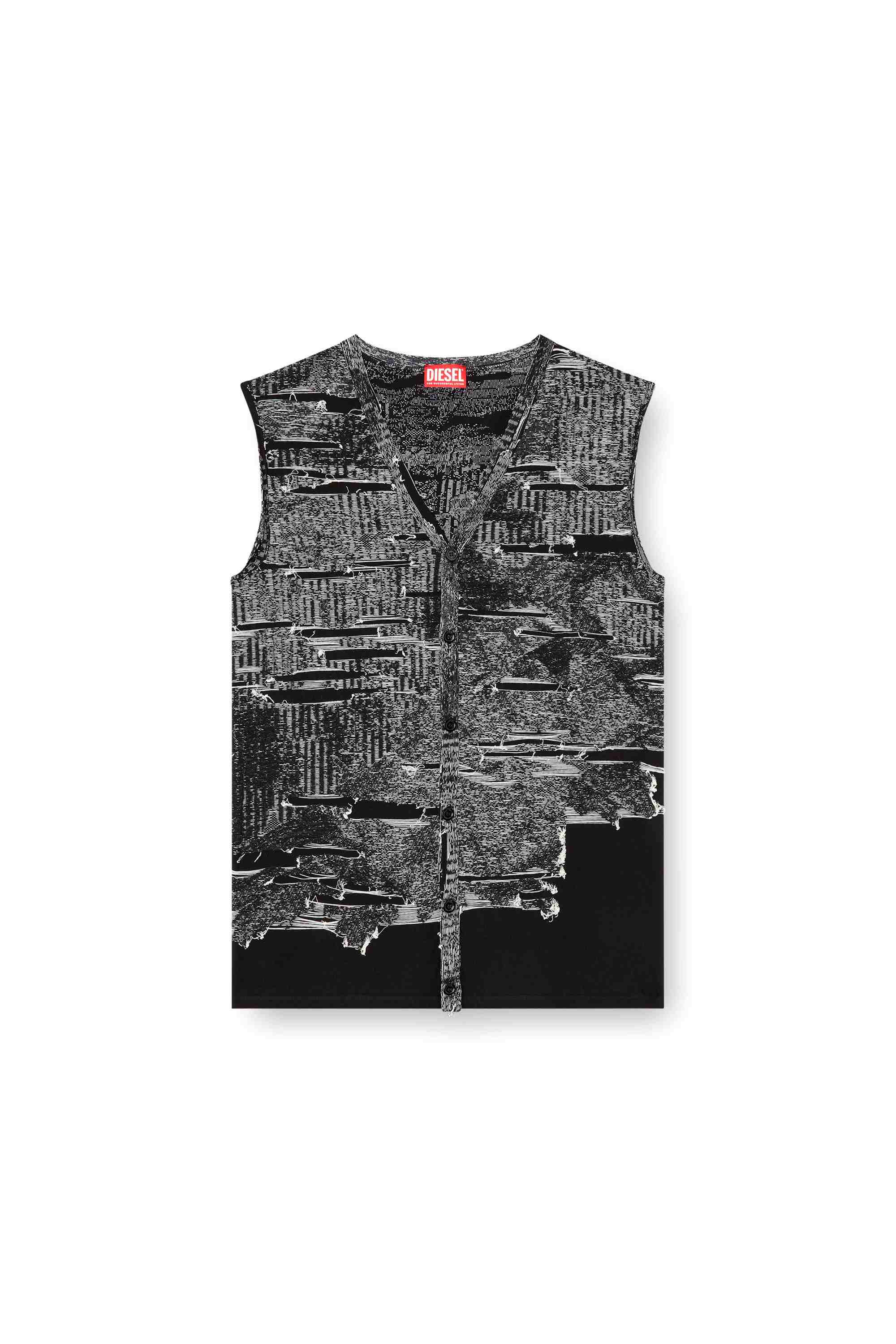 Black Vest with engineered distressing
