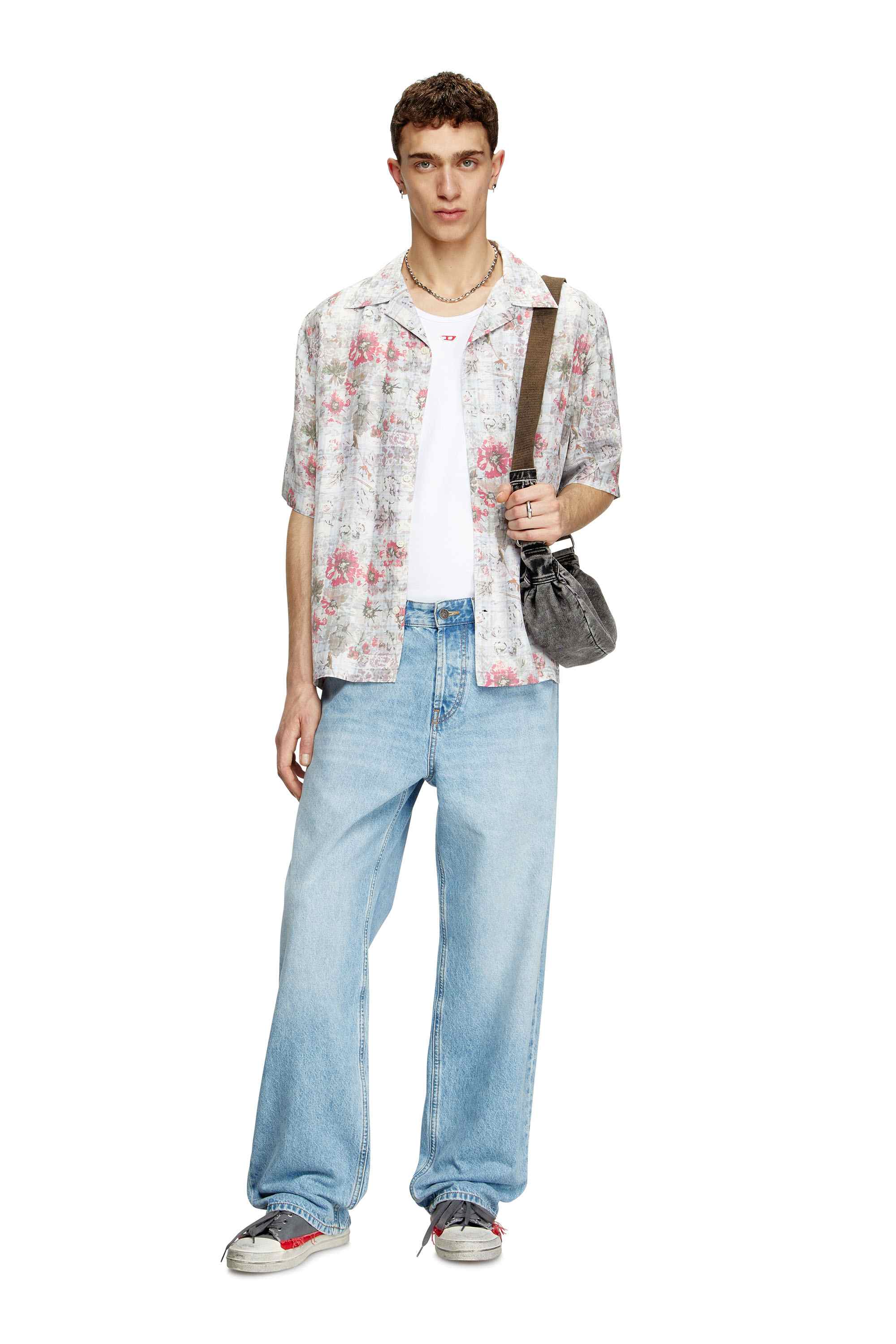 Blue Bowling shirt with floral print