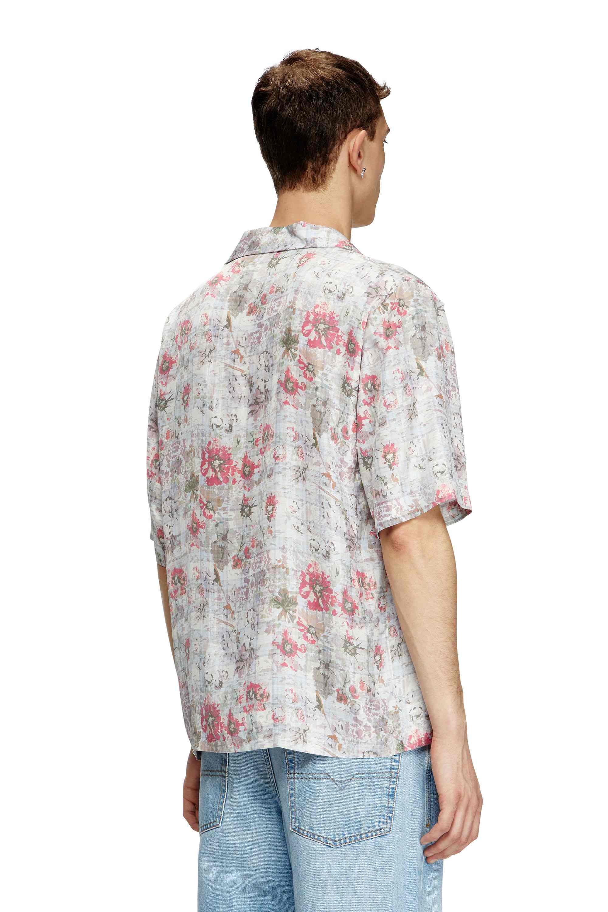 Blue Bowling shirt with floral print