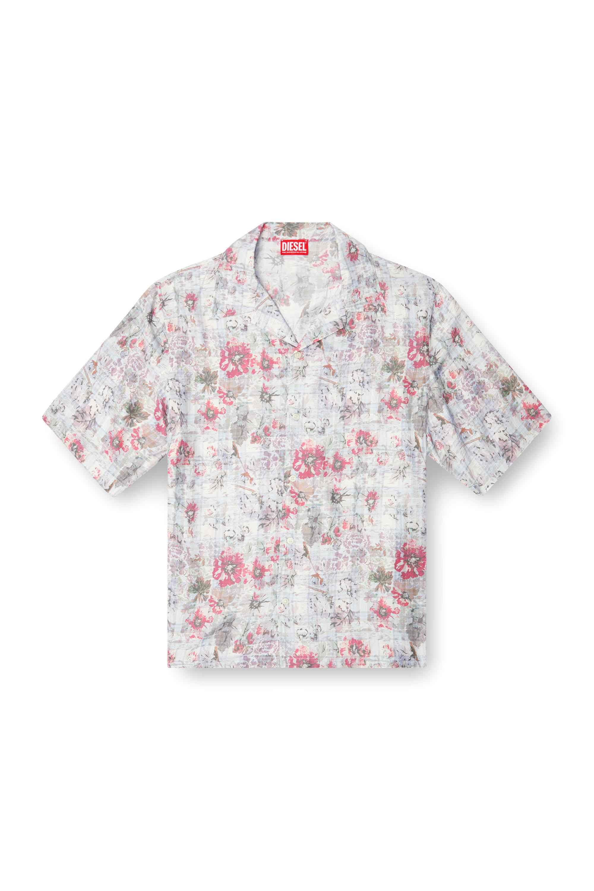Blue Bowling shirt with floral print