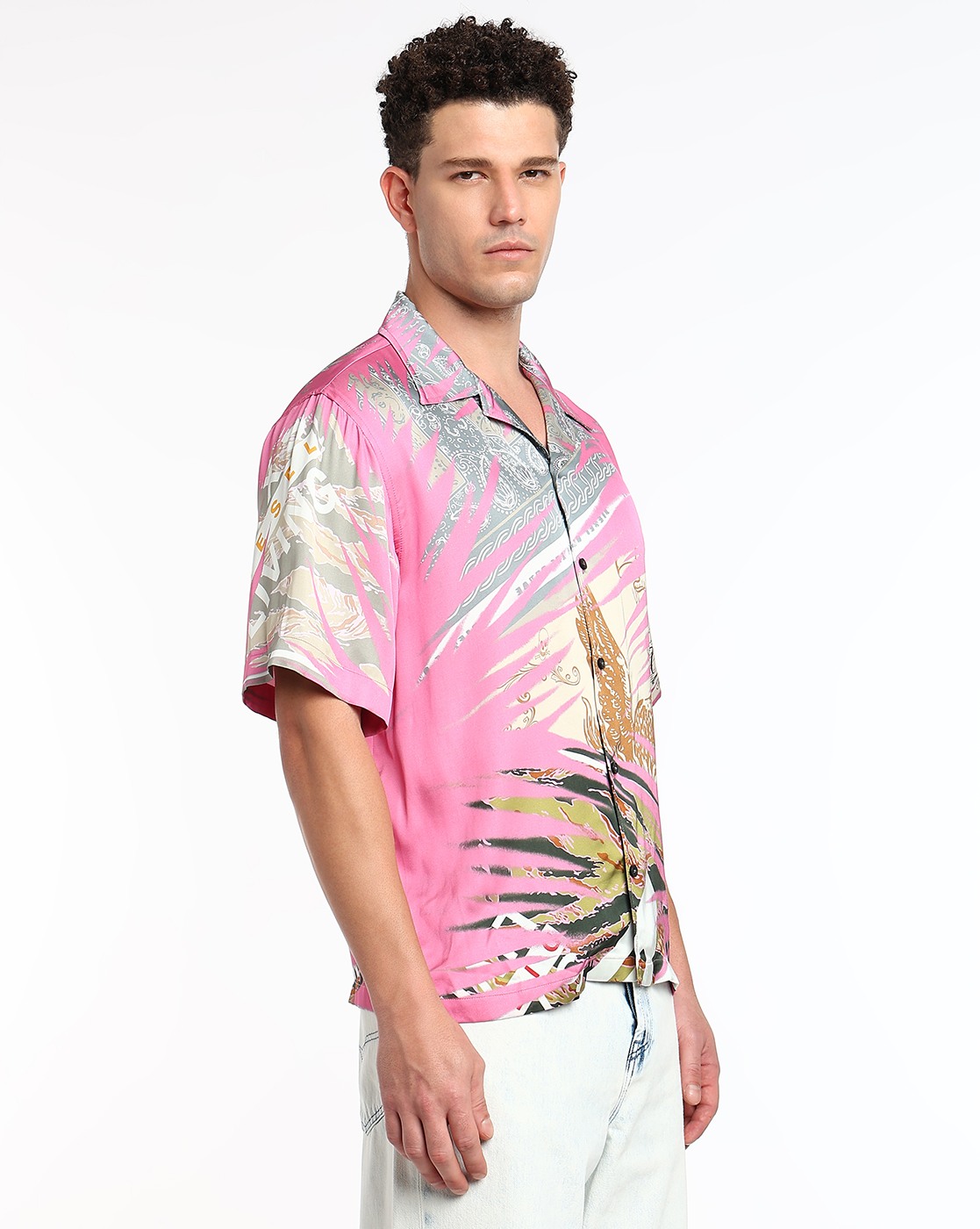 Pink Bowling shirt with banana prints