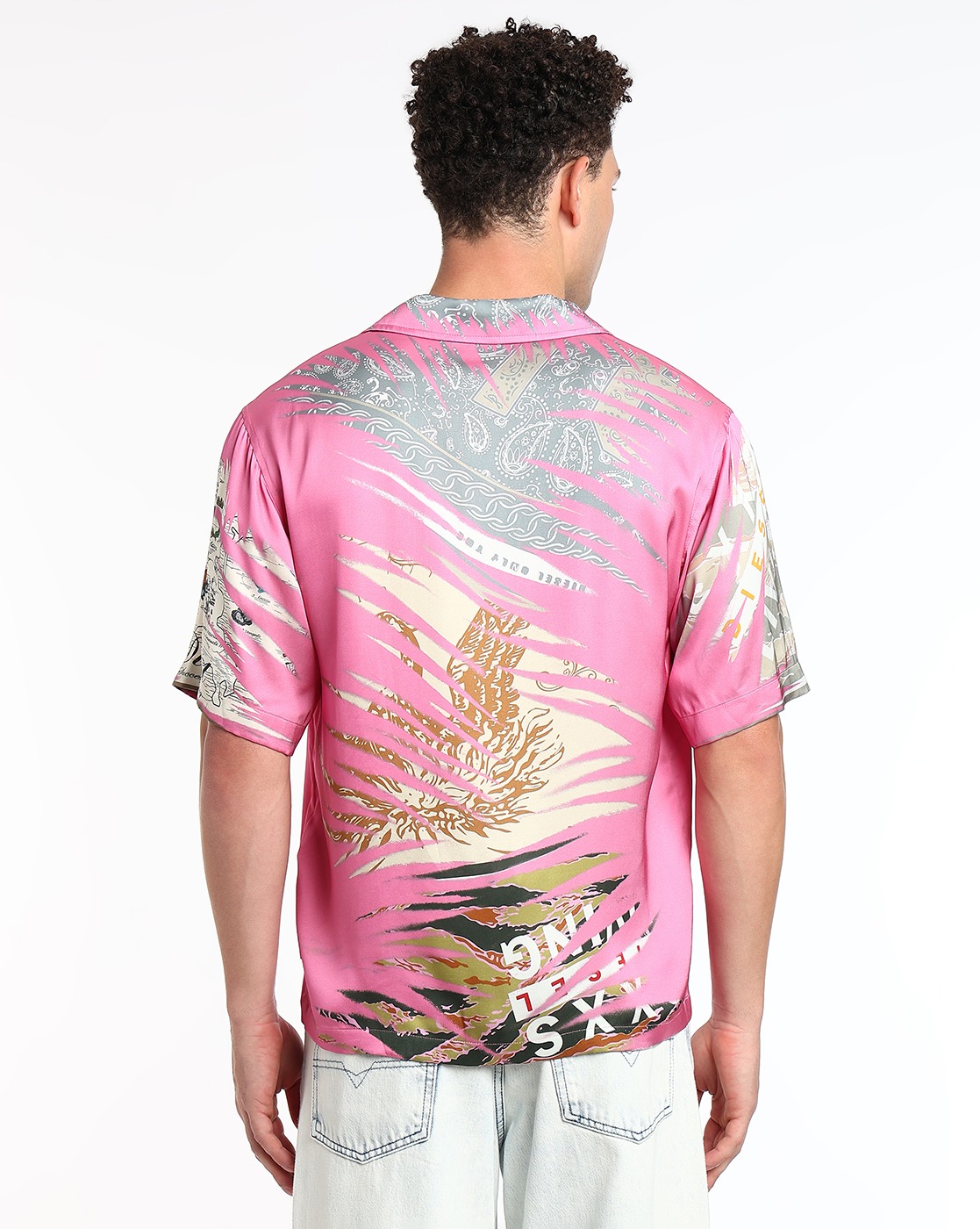 Pink Bowling shirt with banana prints