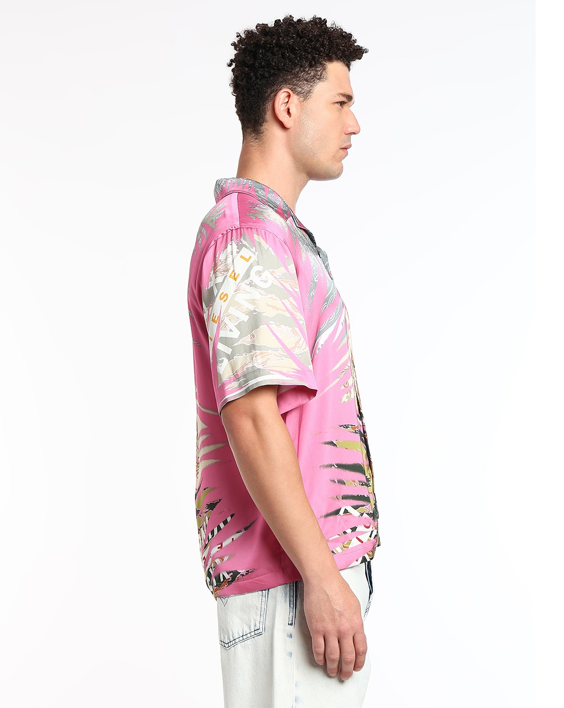 Pink Bowling shirt with banana prints