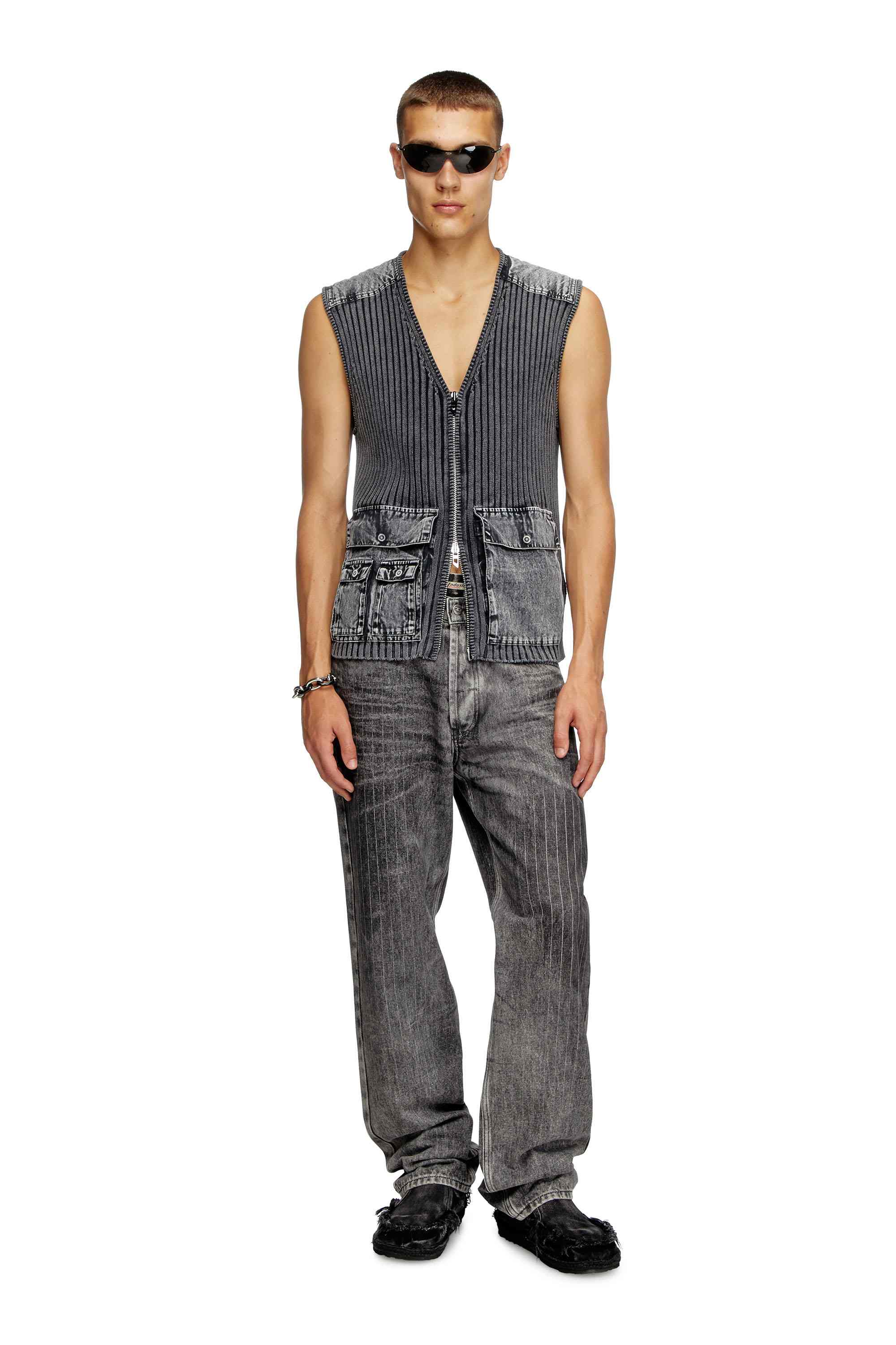 Dark Grey Utility vest with contrast panels