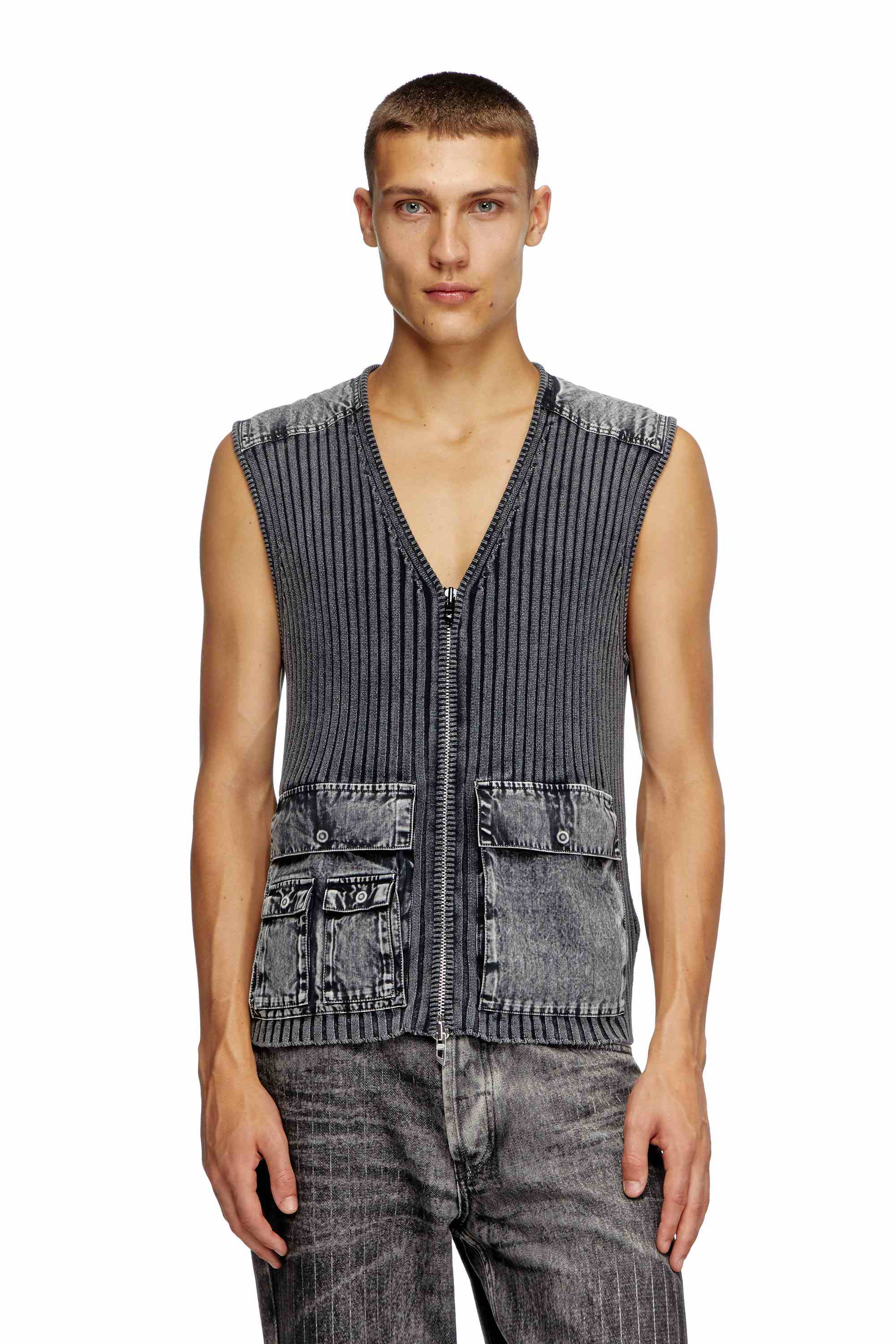 Dark Grey Utility vest with contrast panels
