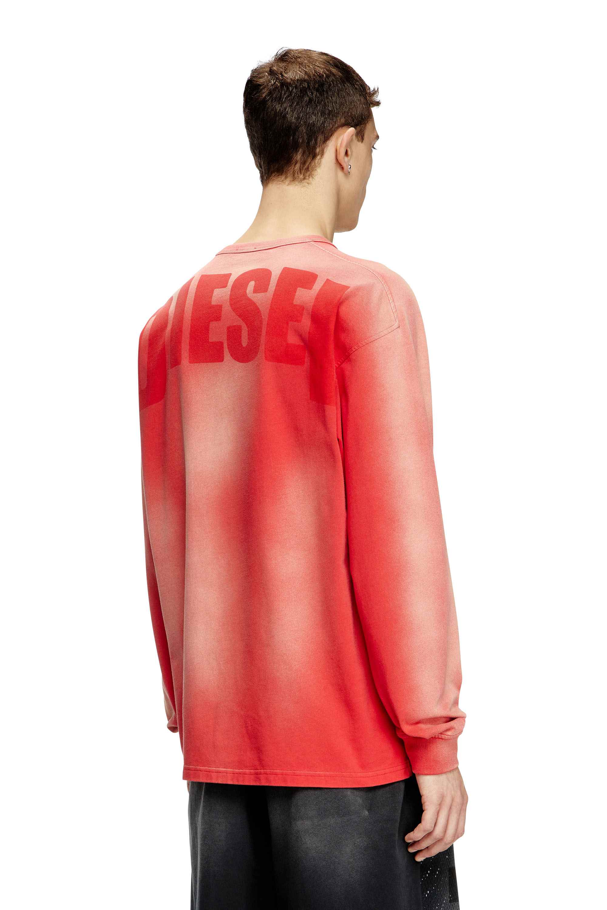 Red Faded long-sleeve T-shirt with mesh front